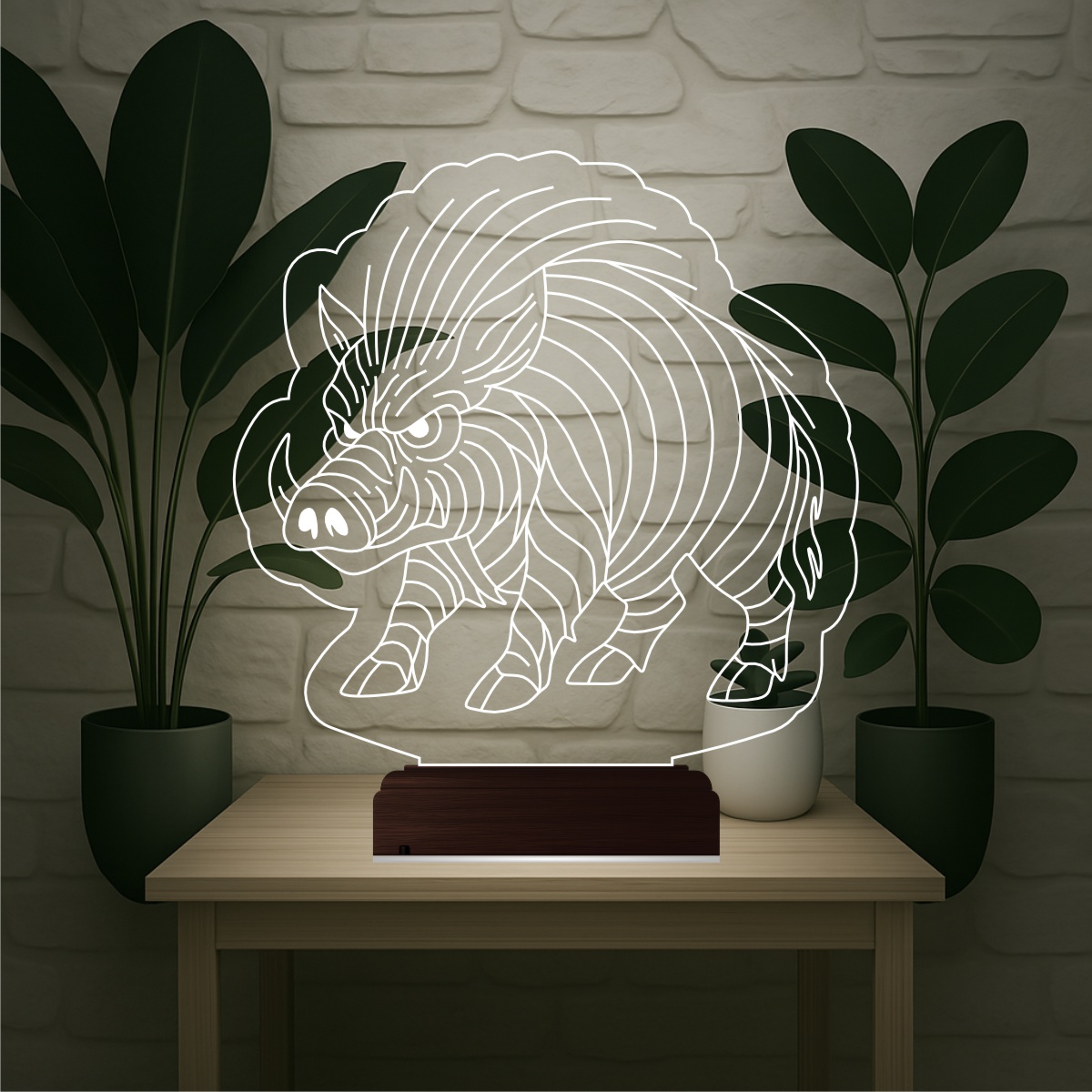 Дикий кабан — 3D LED Ночник | Подарок мужчине или охотнику