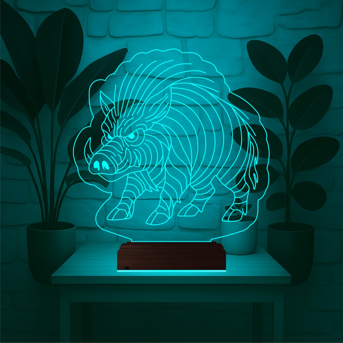 Дикий кабан — 3D LED Ночник | Подарок мужчине или охотнику