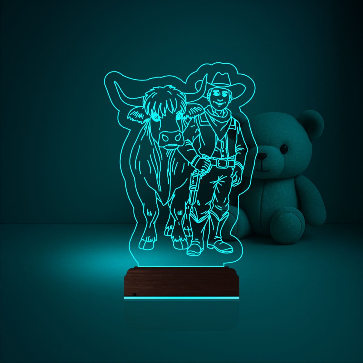 Ковбой и бык — 3D LED Ночник | Подарок ребёнку
