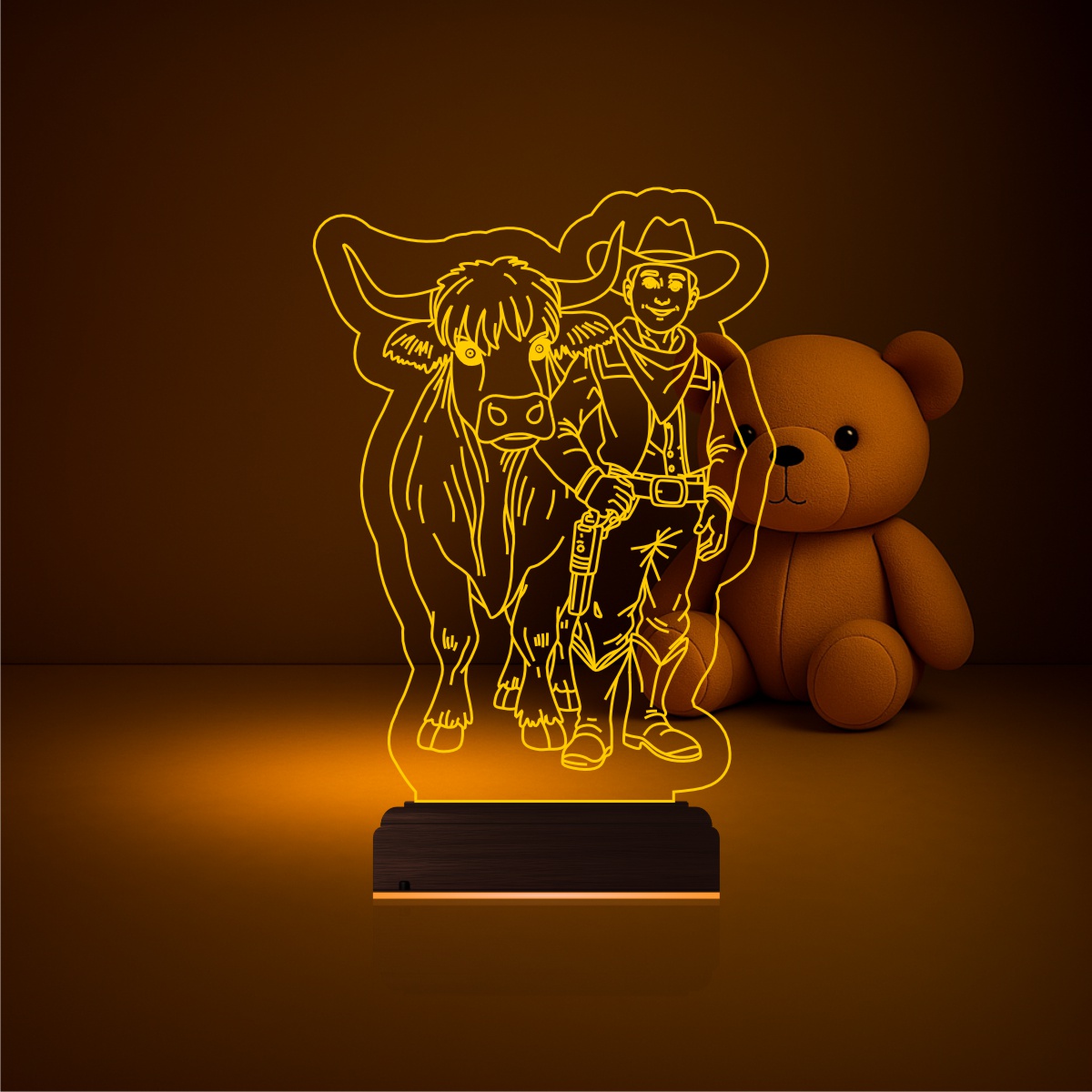 Ковбой и бык — 3D LED Ночник | Подарок ребёнку