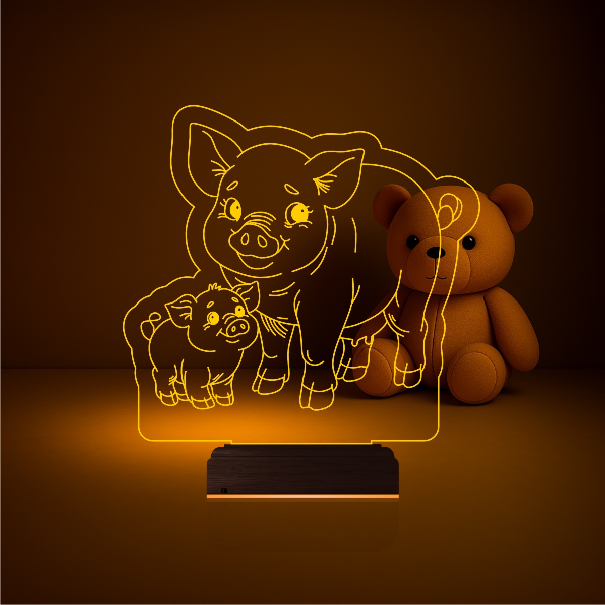 Свинья и поросенок — 3D LED Ночник | Подарок детям