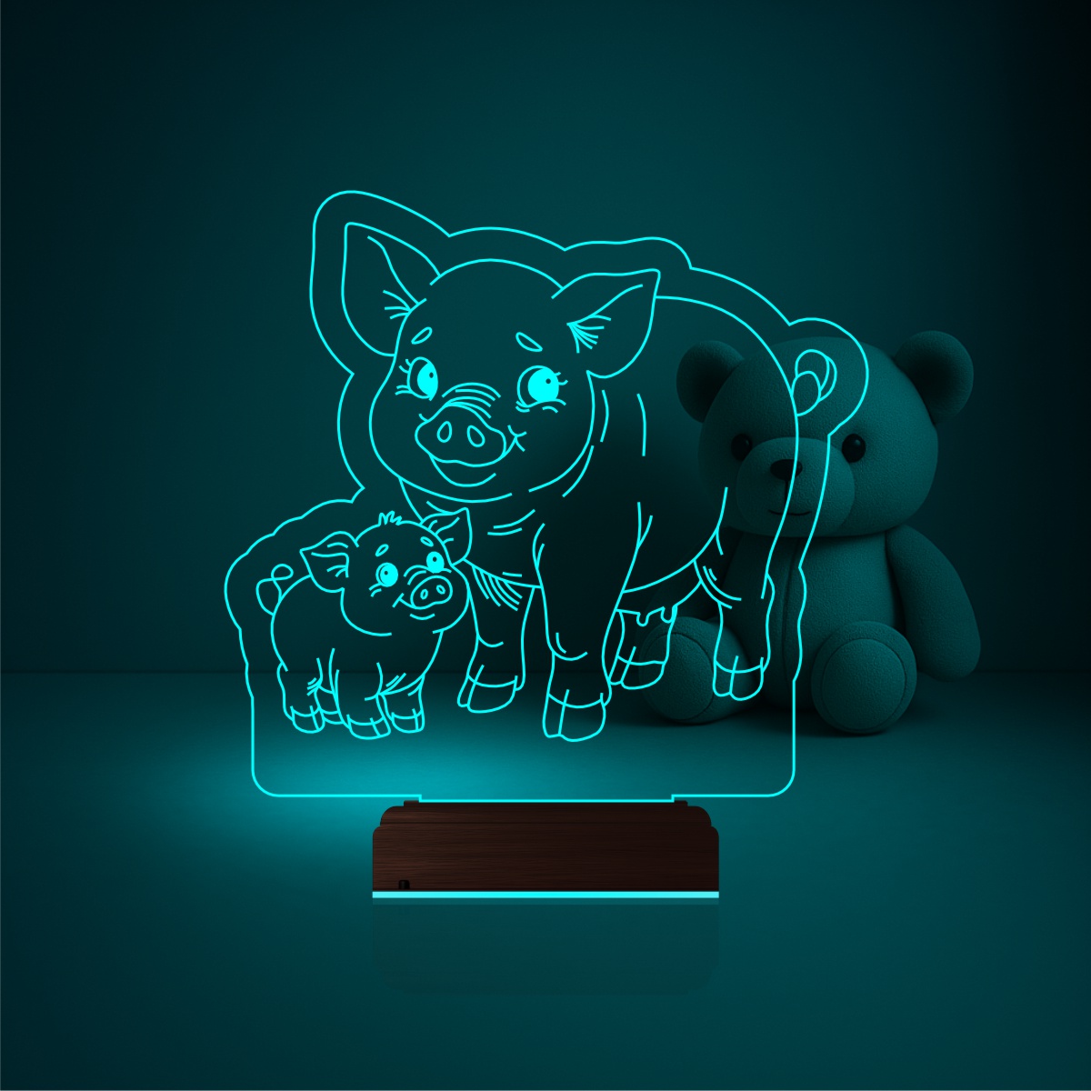 Свинья и поросенок — 3D LED Ночник | Подарок детям