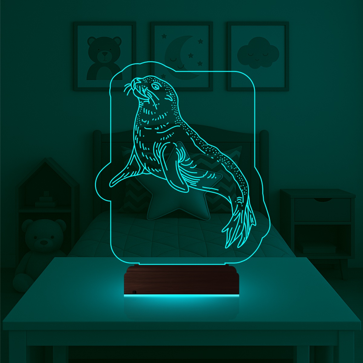 Морской котик 3D Ночник
