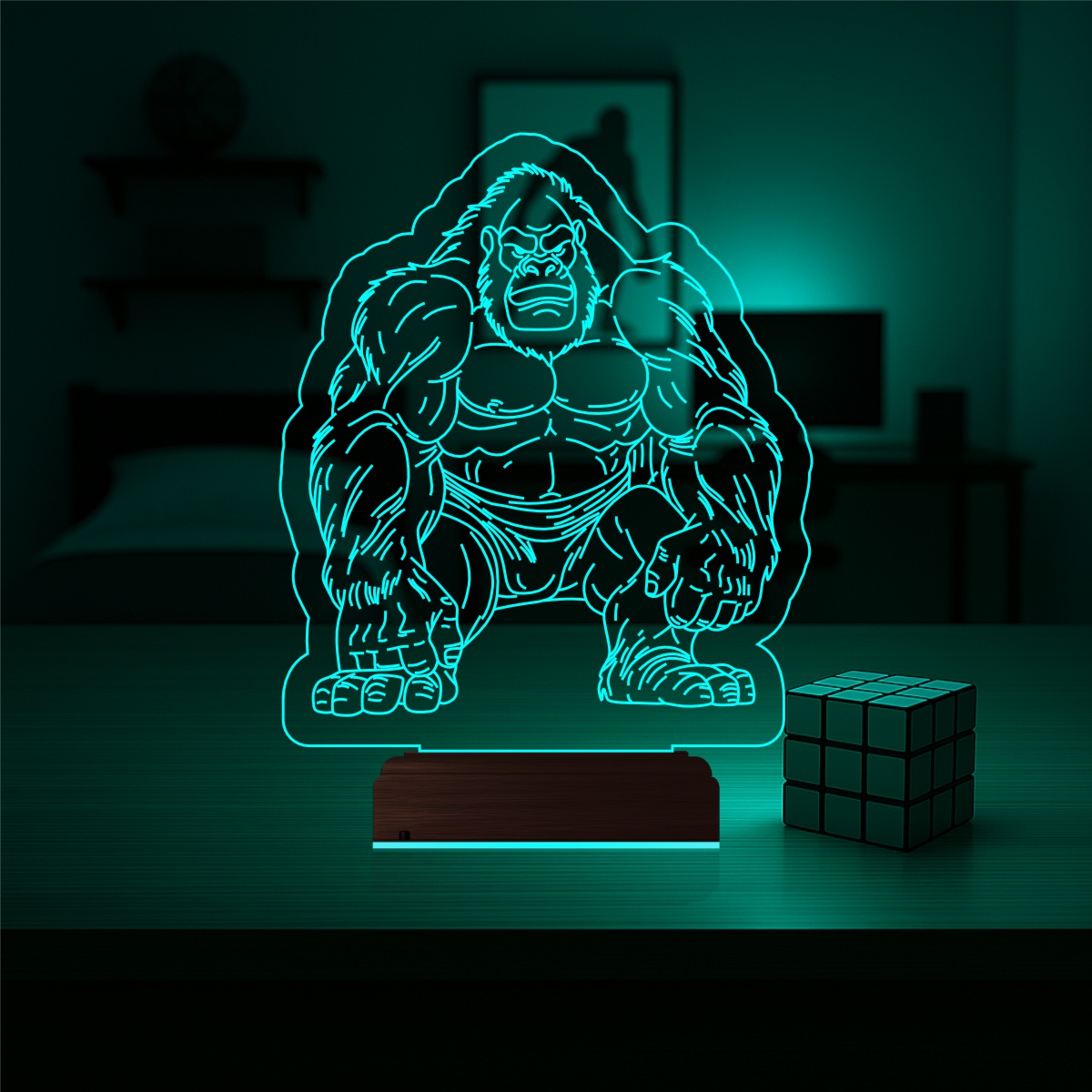 Горилла — 3D LED Ночник | Подарок мужчине или ребенку