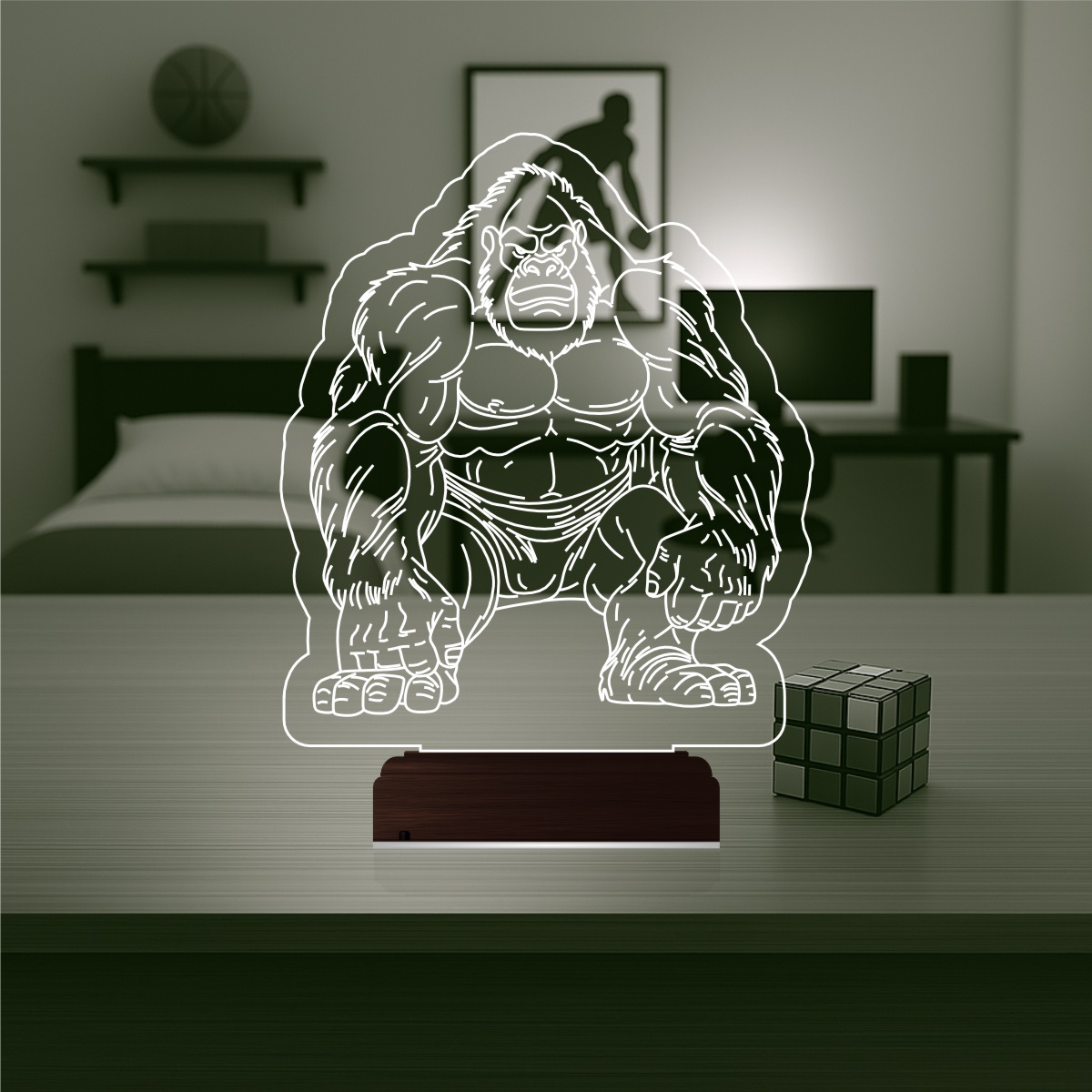 Горилла — 3D LED Ночник | Подарок мужчине или ребенку