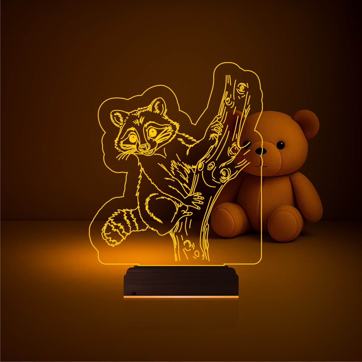 Енот — 3D LED Ночник | Оригинальный подарок ребенку