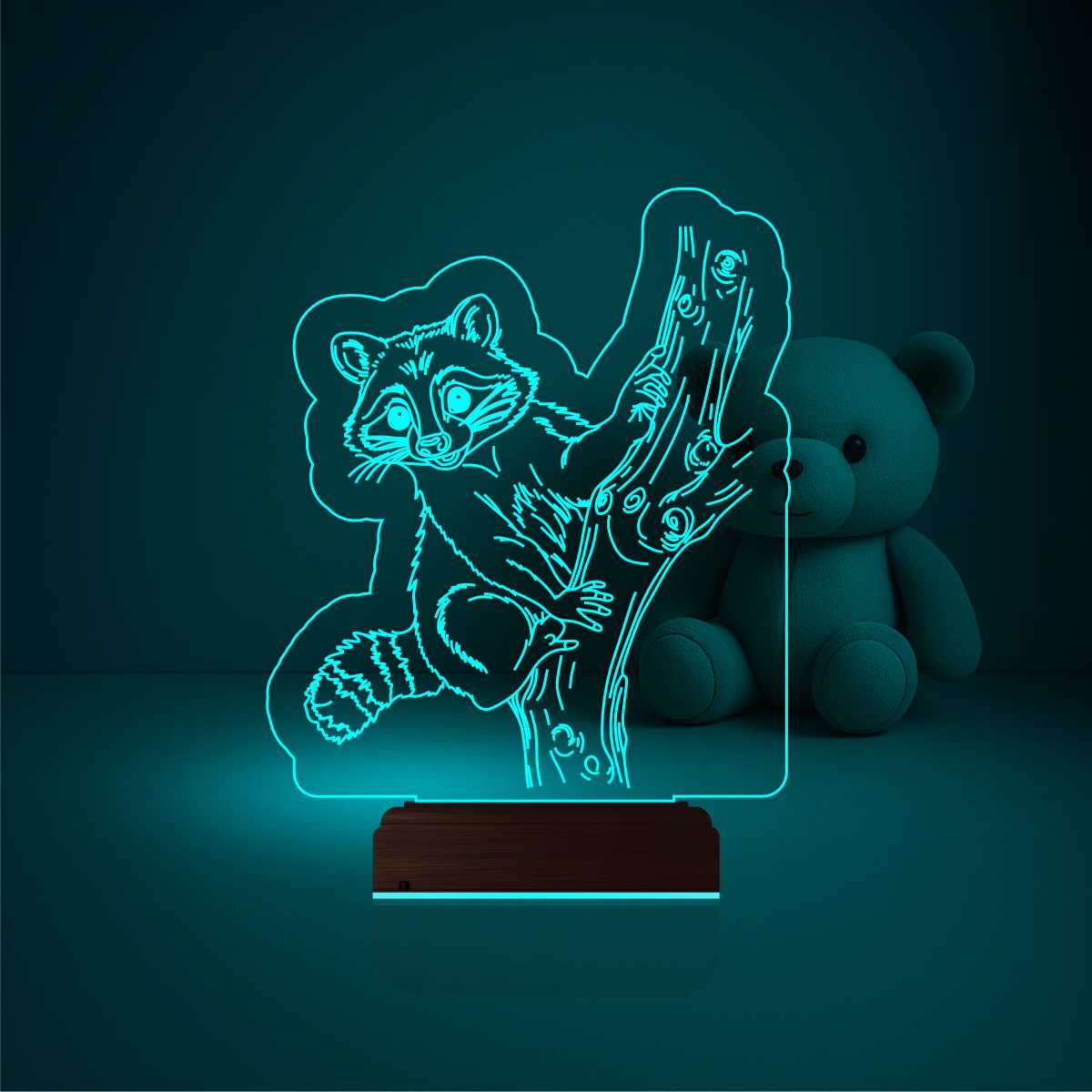 Енот — 3D LED Ночник | Оригинальный подарок ребенку