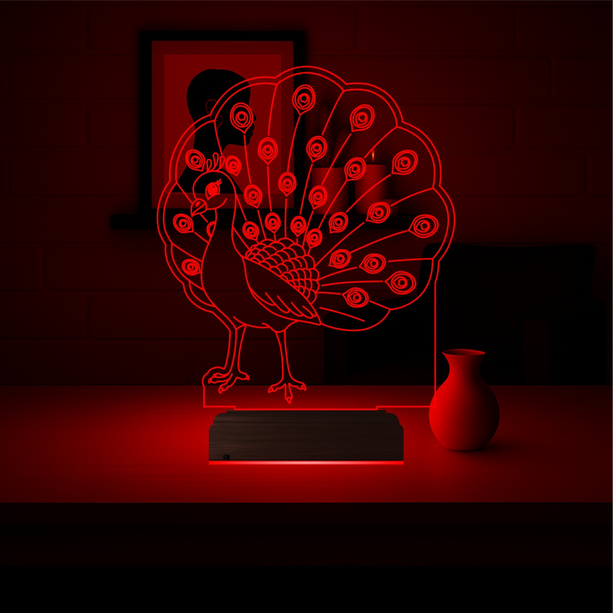 Павлин — 3D LED Ночник | Оригинальный подарок