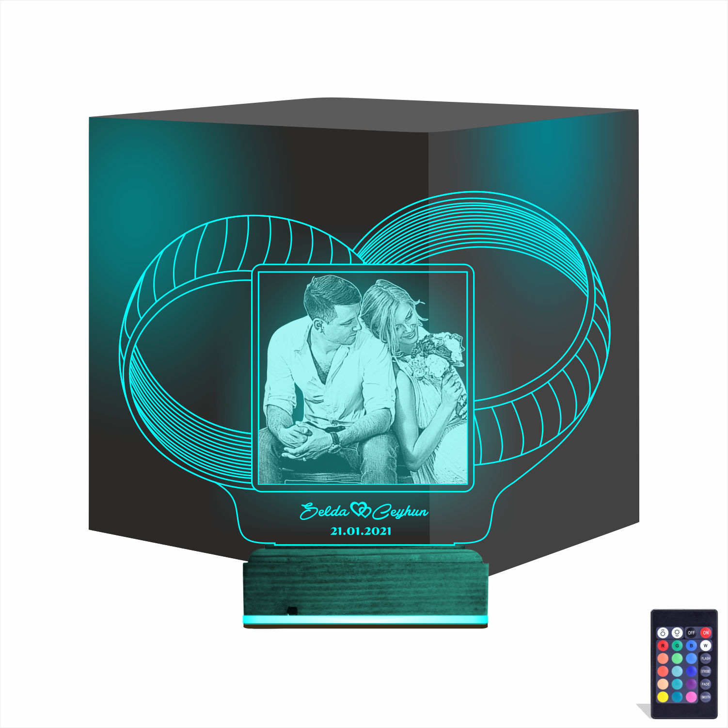 Кольца с фото и именами 3D Ночник