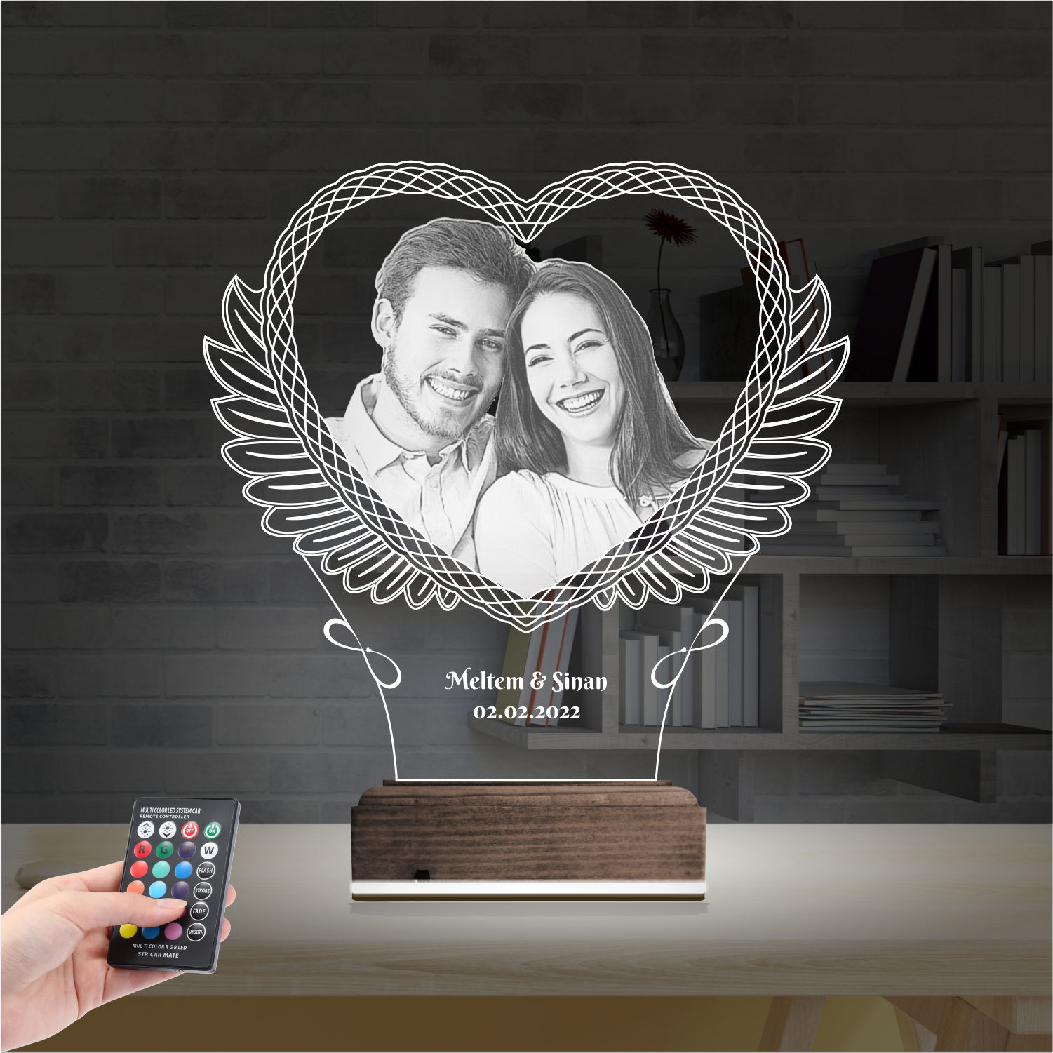 Сердце с Вашим Фото 3D Ночник