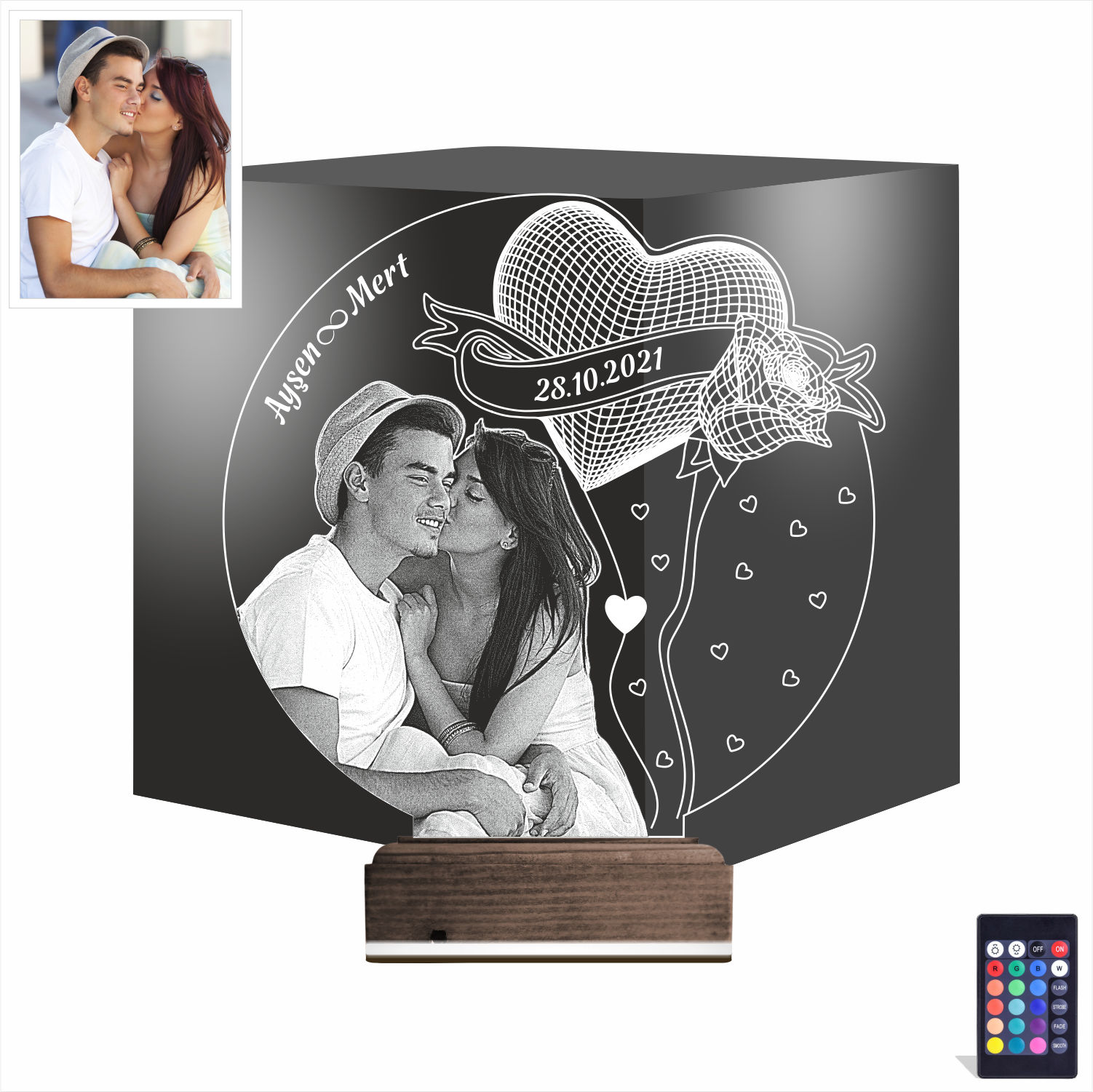 Пара и Сердце — 3D LED Ночник | Подарок на годовщину
