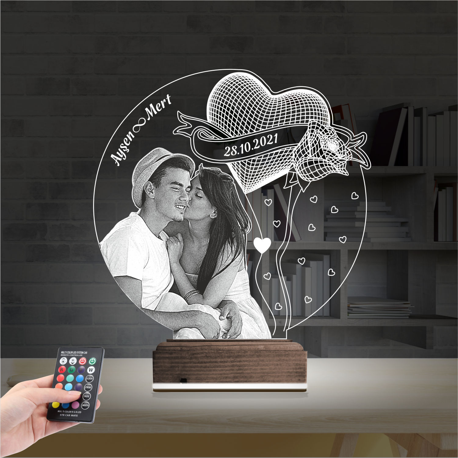 Пара и Сердце — 3D LED Ночник | Подарок на годовщину