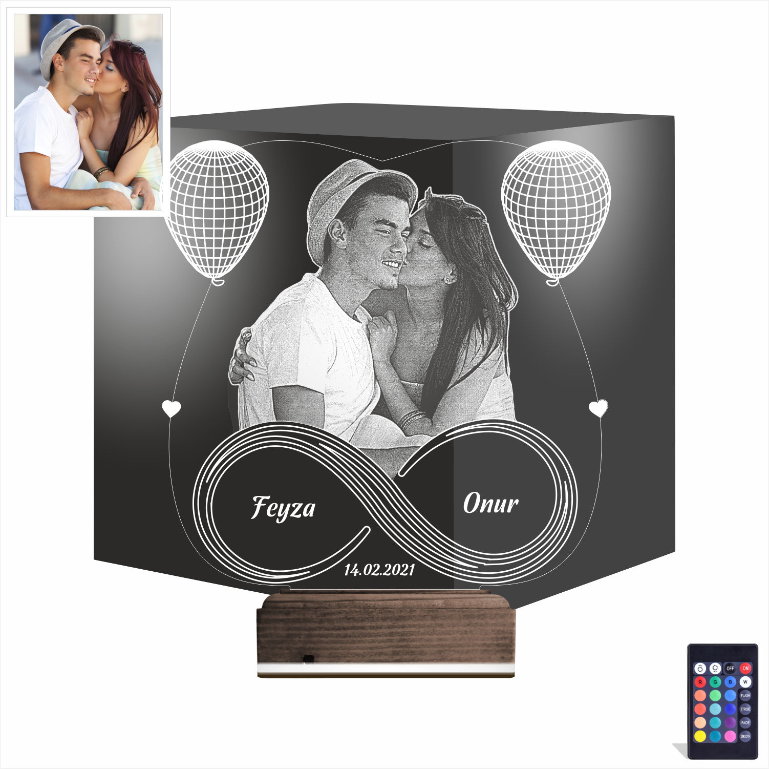 Влюбленная пара с бесконечностью — 3D LED Ночник | Подарок любимым