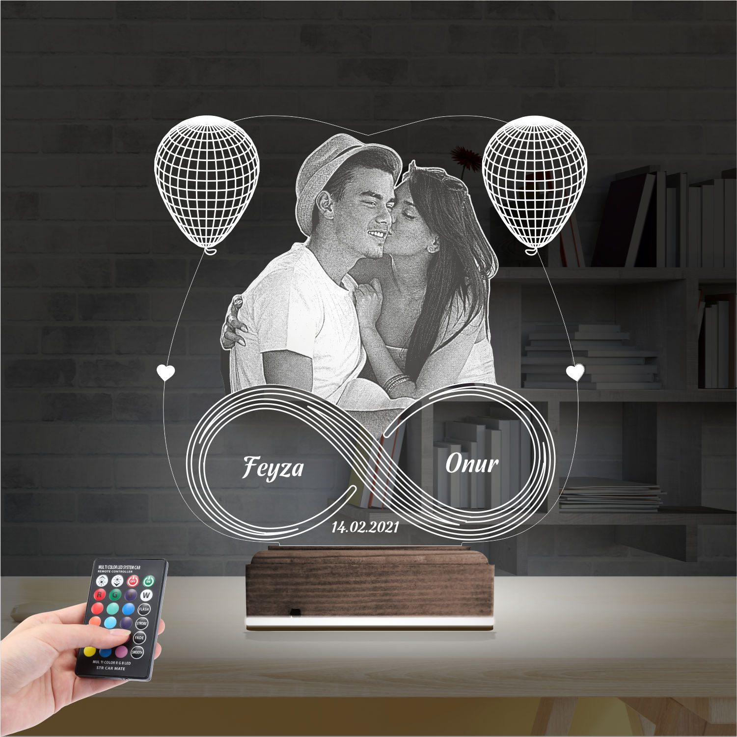 Влюбленная пара с бесконечностью — 3D LED Ночник | Подарок любимым