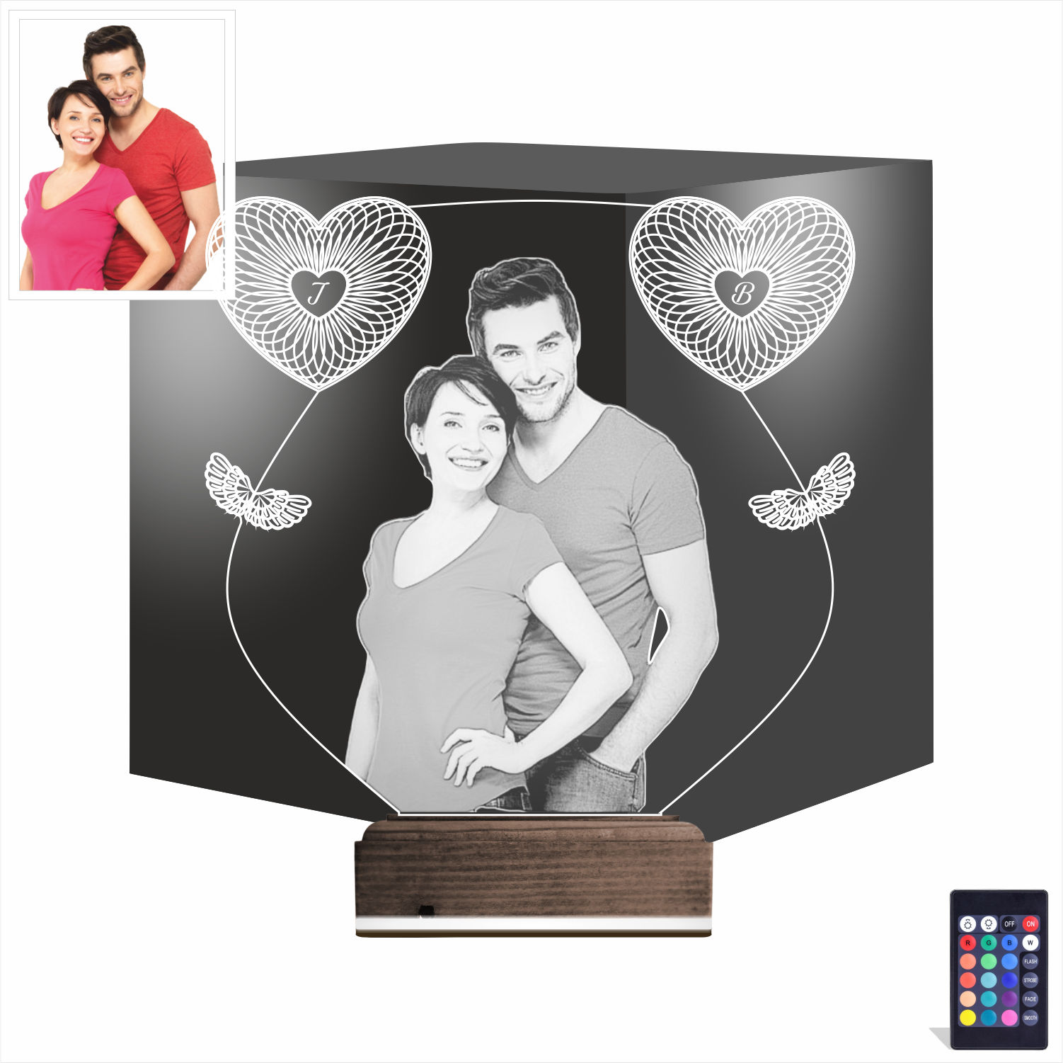 Фото пары и сердца — 3D LED Ночник | Подарок любимым