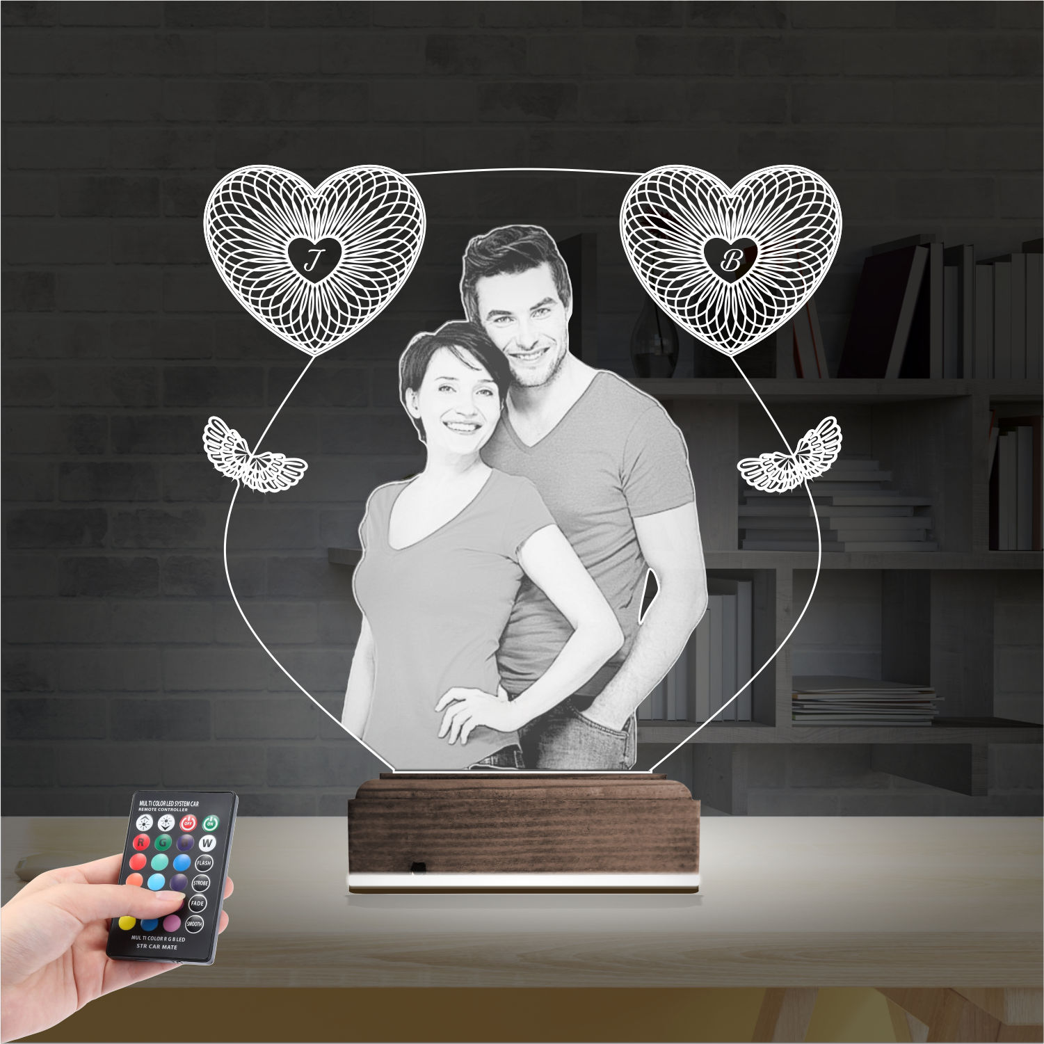 Фото пары и сердца — 3D LED Ночник | Подарок любимым