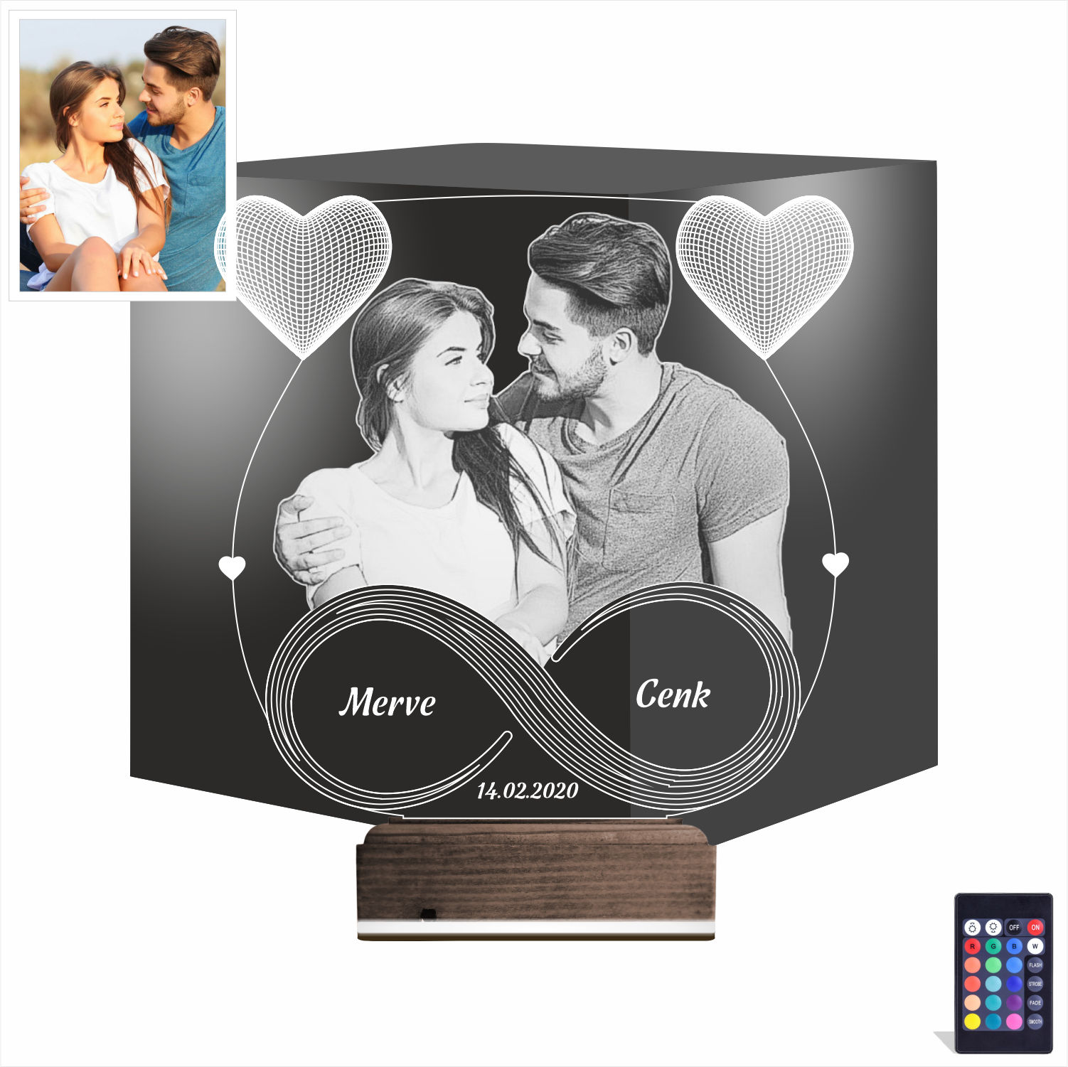 Пара и Бесконечность — 3D LED Ночник | Подарок на годовщину