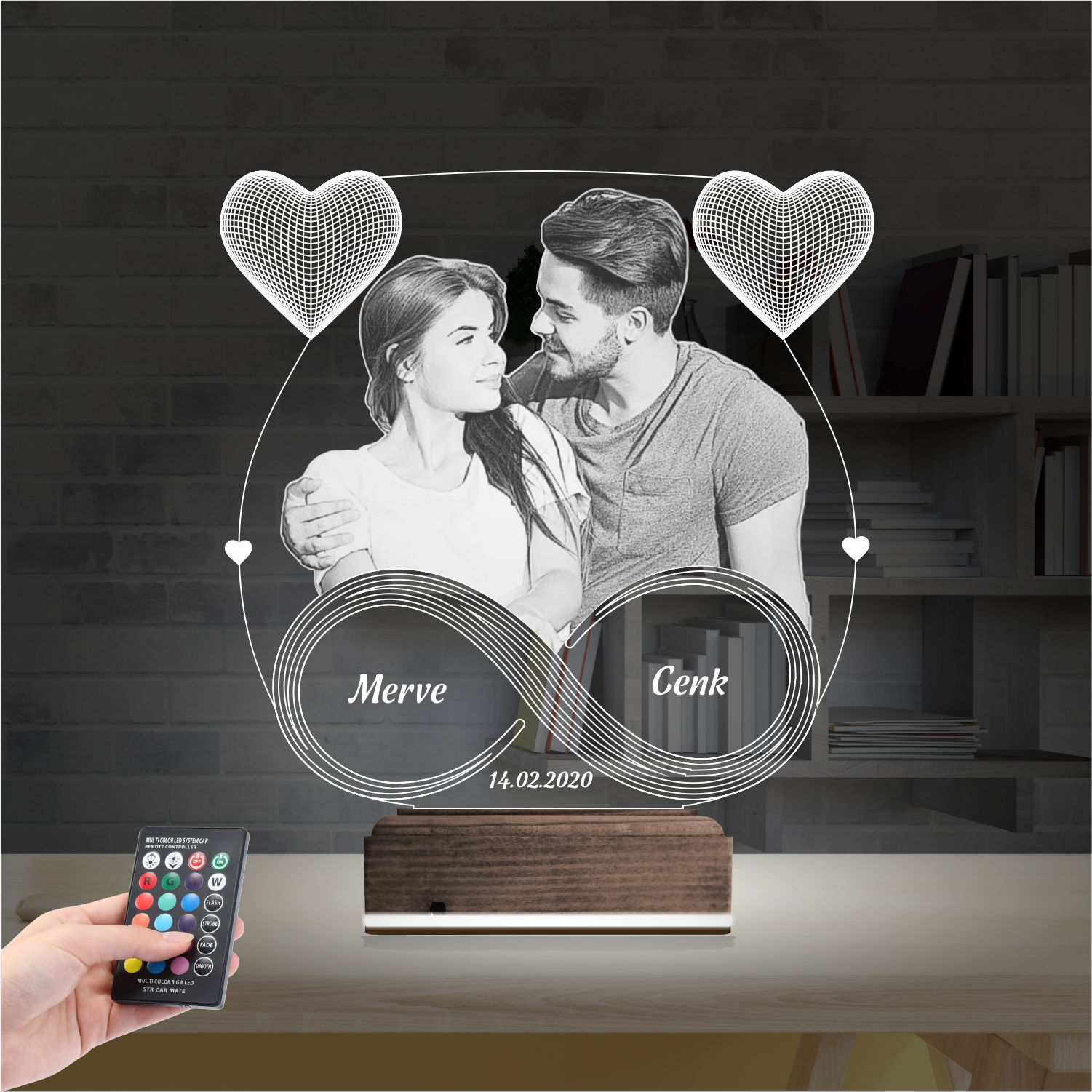 Пара и Бесконечность — 3D LED Ночник | Подарок на годовщину