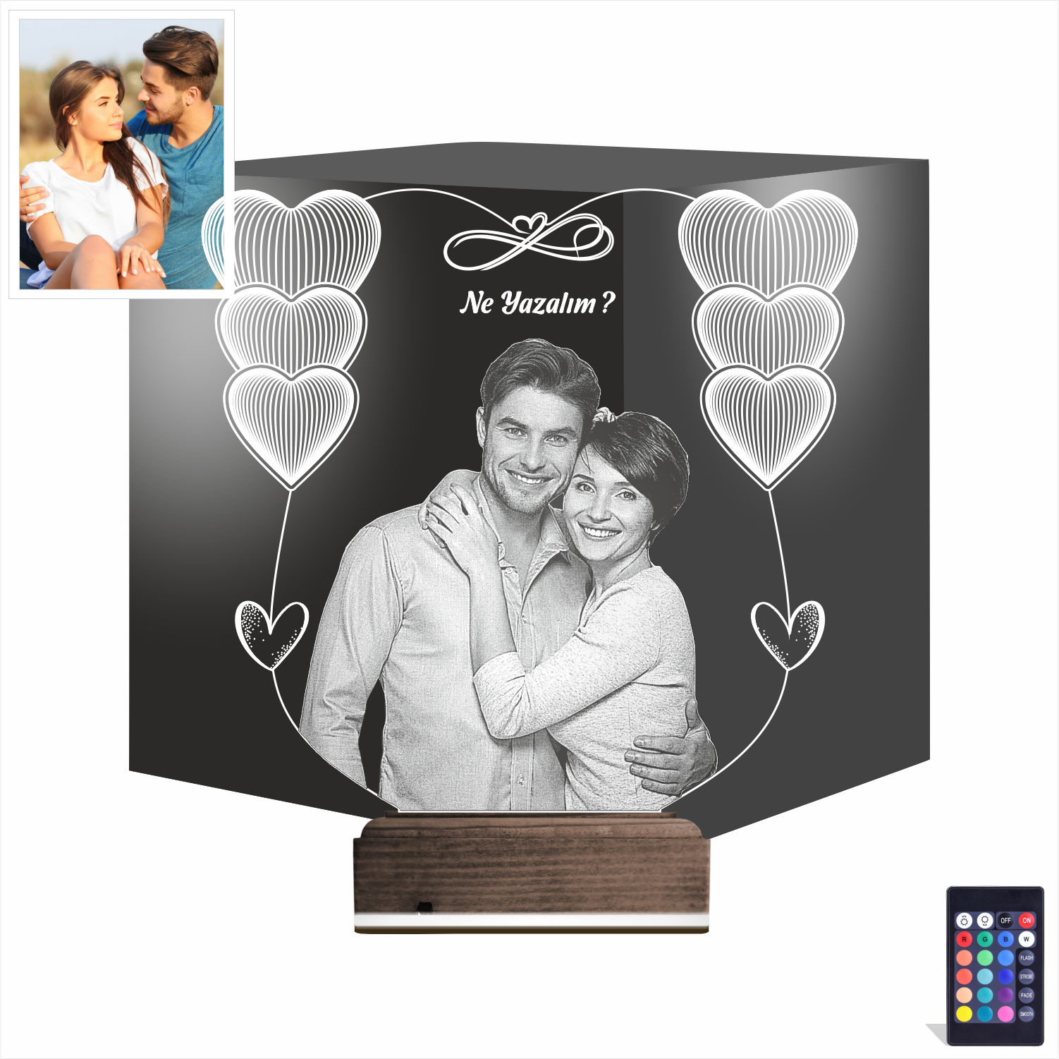 Пара с сердцами — 3D LED Ночник | Подарок любимым