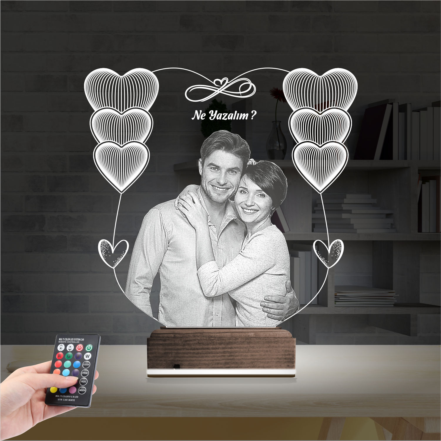 Пара с сердцами — 3D LED Ночник | Подарок любимым