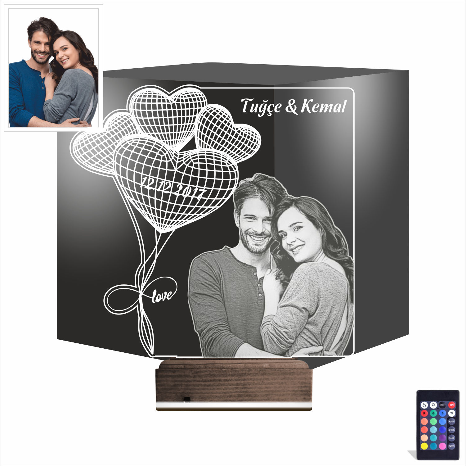 Именной 3D Ночник с фото и именами