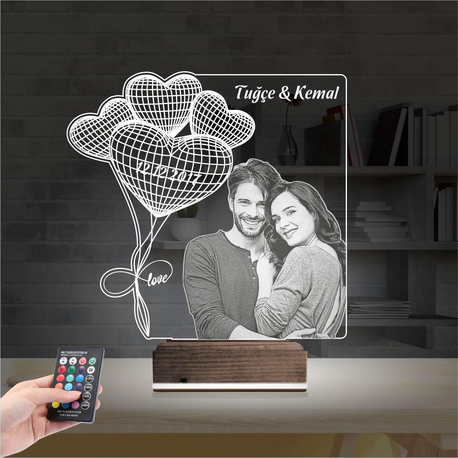 Именной 3D Ночник с фото и именами