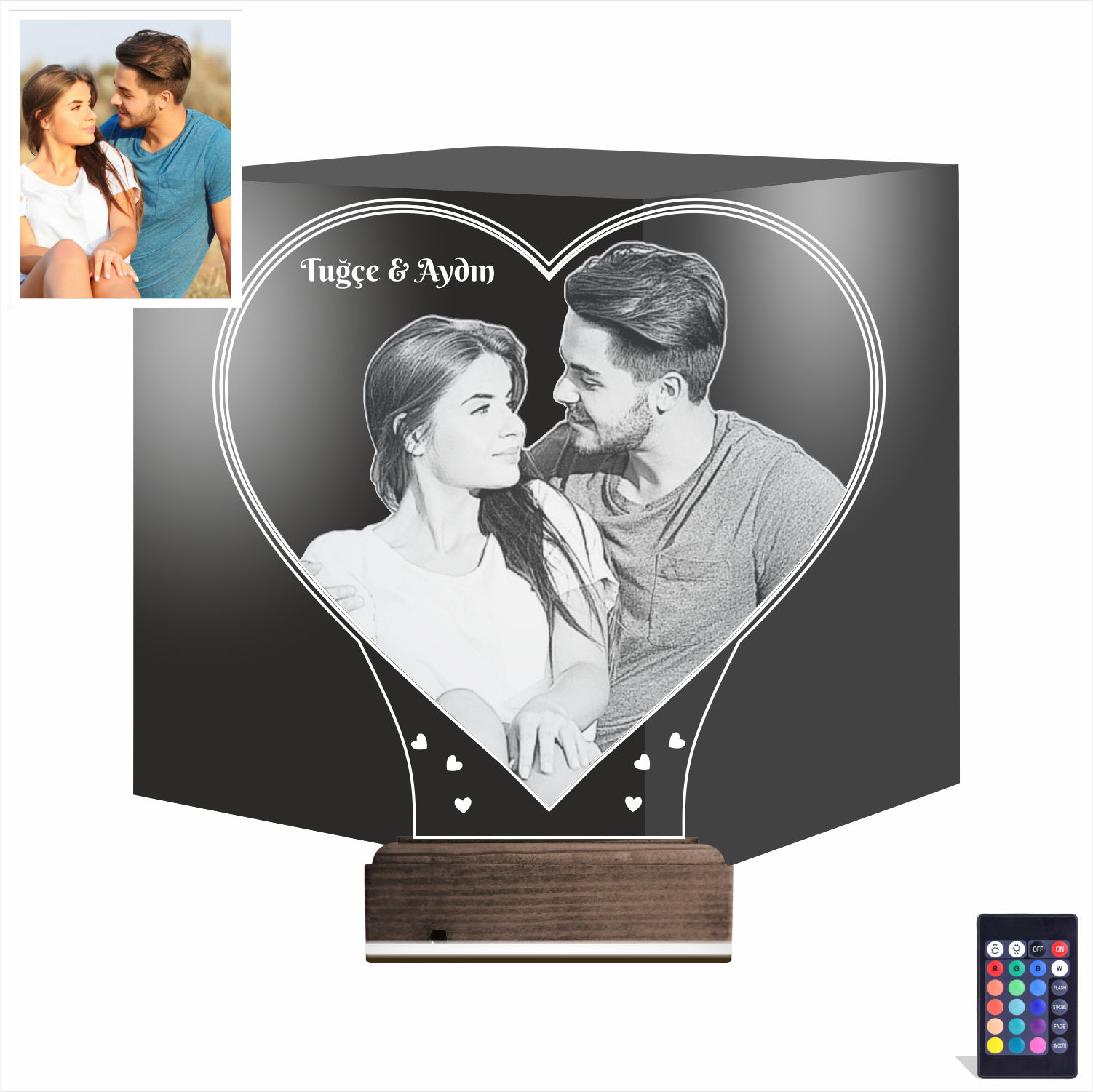 Сердце с фото 3D Ночник
