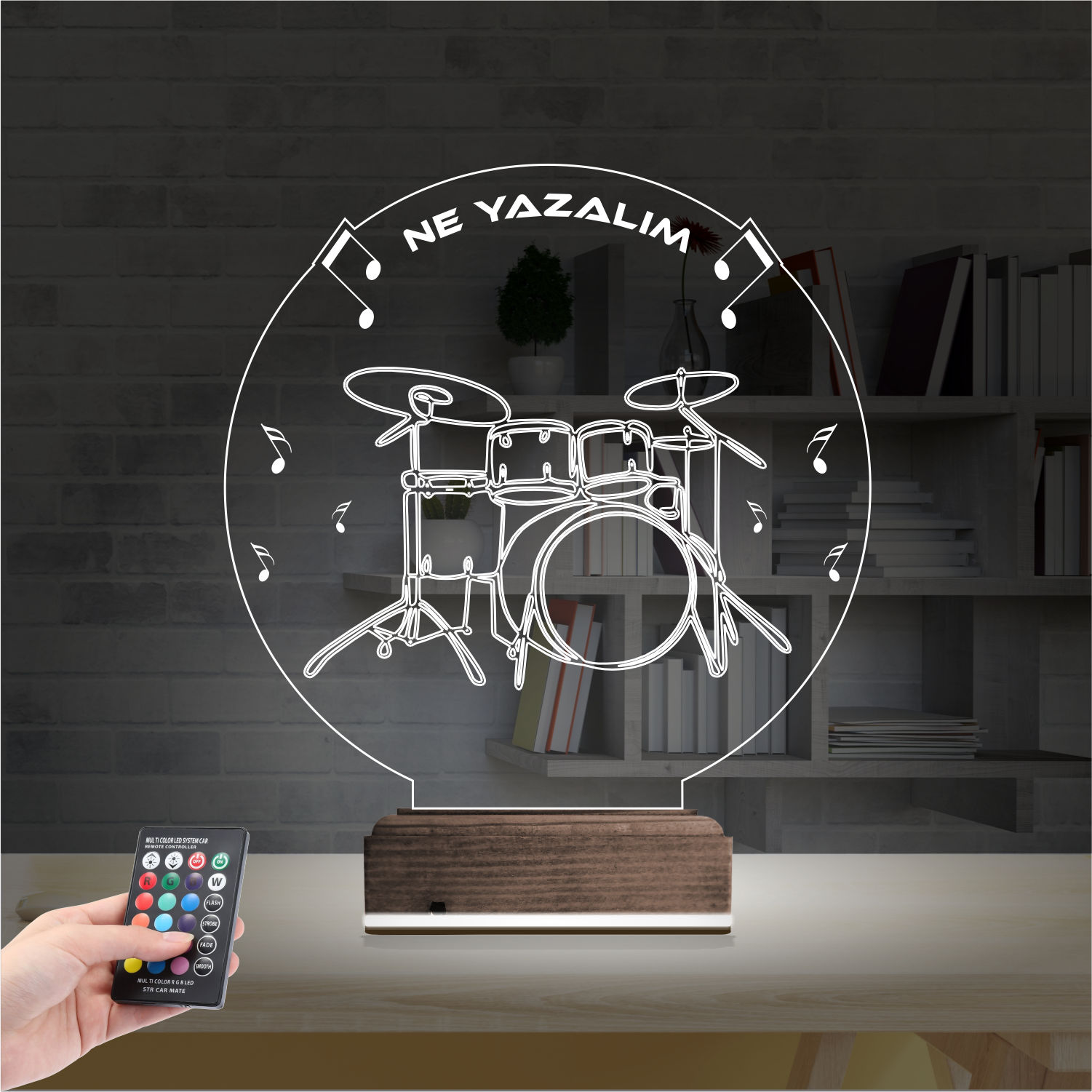Барабанная установка — 3D LED Ночник | Подарок музыканту