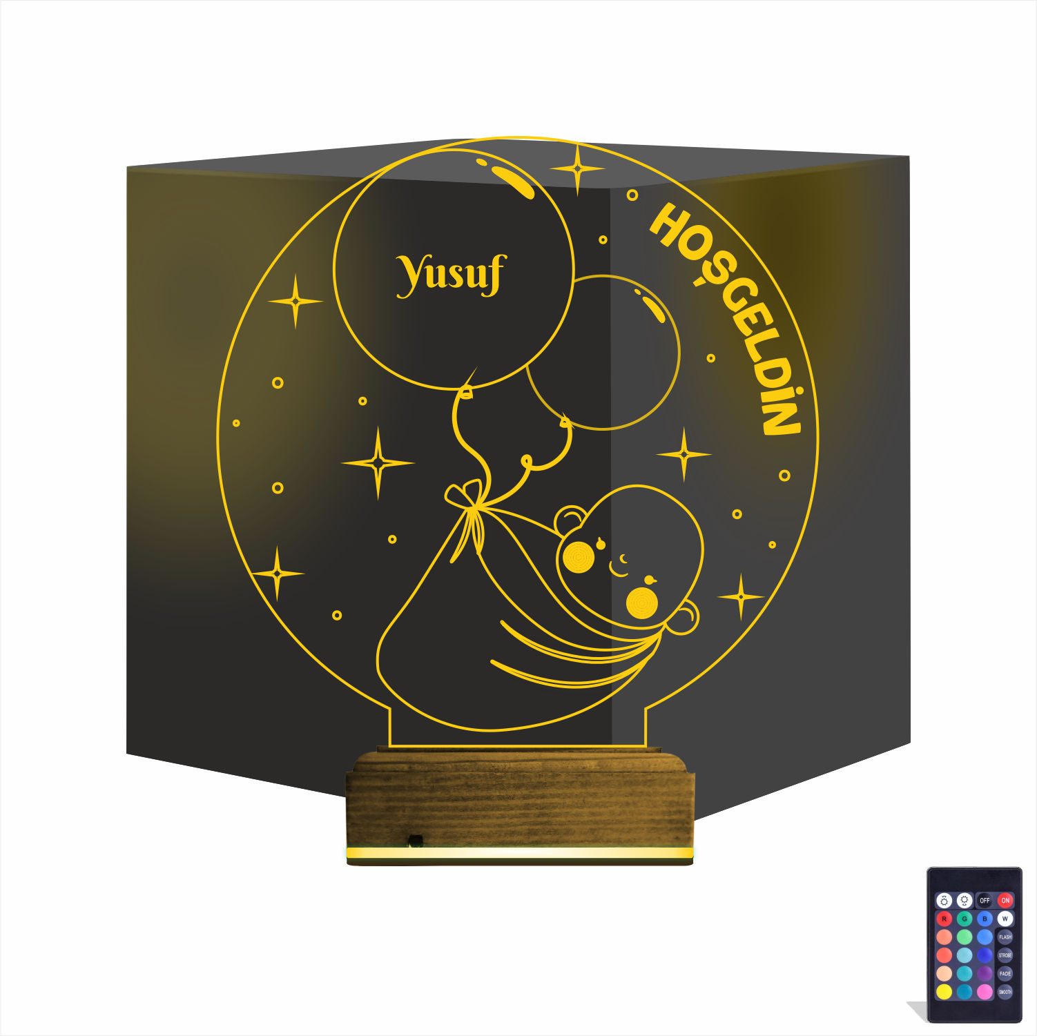 Младенец с шариками — 3D LED Ночник | Подарок на рождение