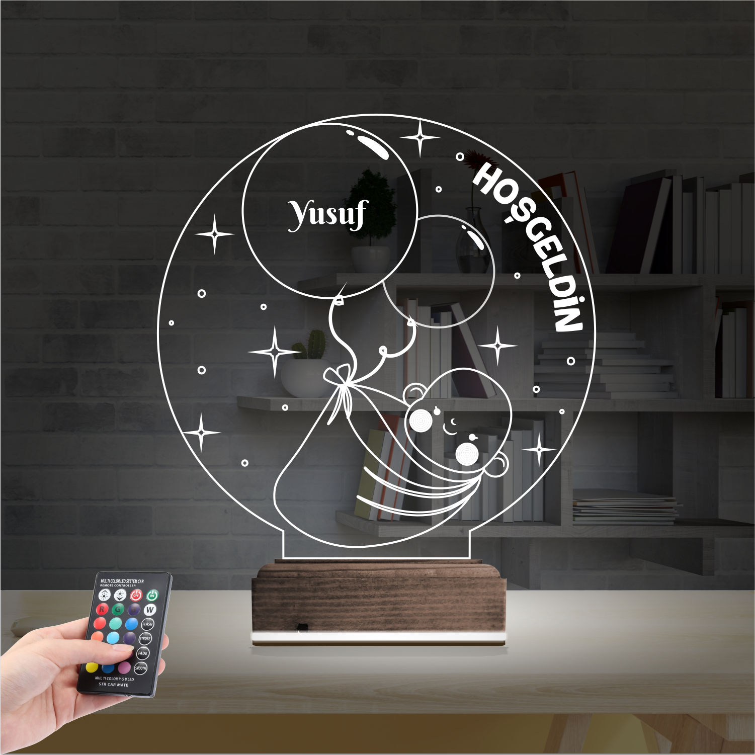 Младенец с шариками — 3D LED Ночник | Подарок на рождение