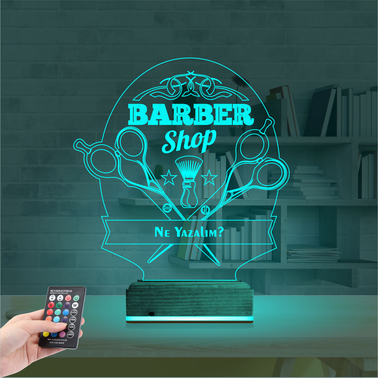 Оригинальный подарок: Barber Shop 3d светильник для барбера 2