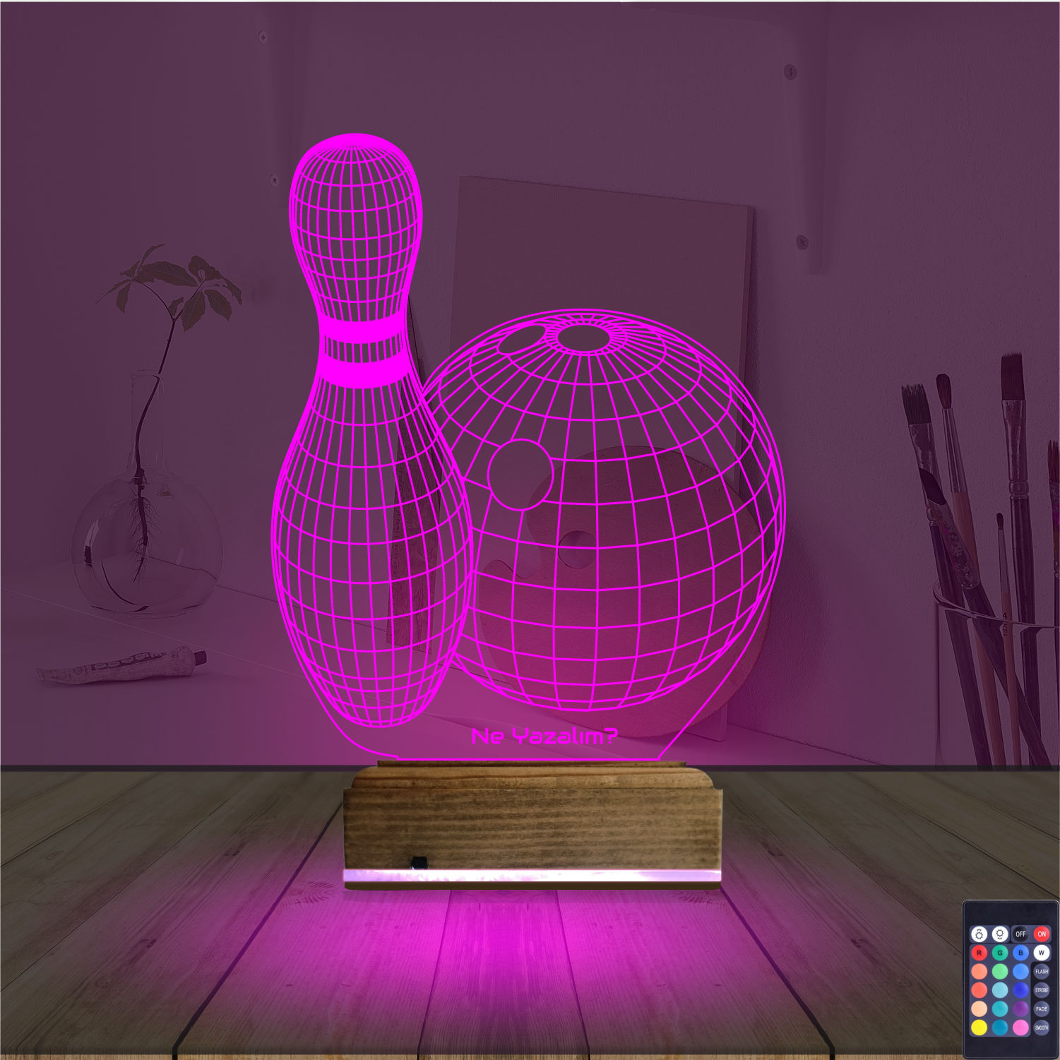 Оригинальный подарок: боулинг шар и кегля 3d светильник 3