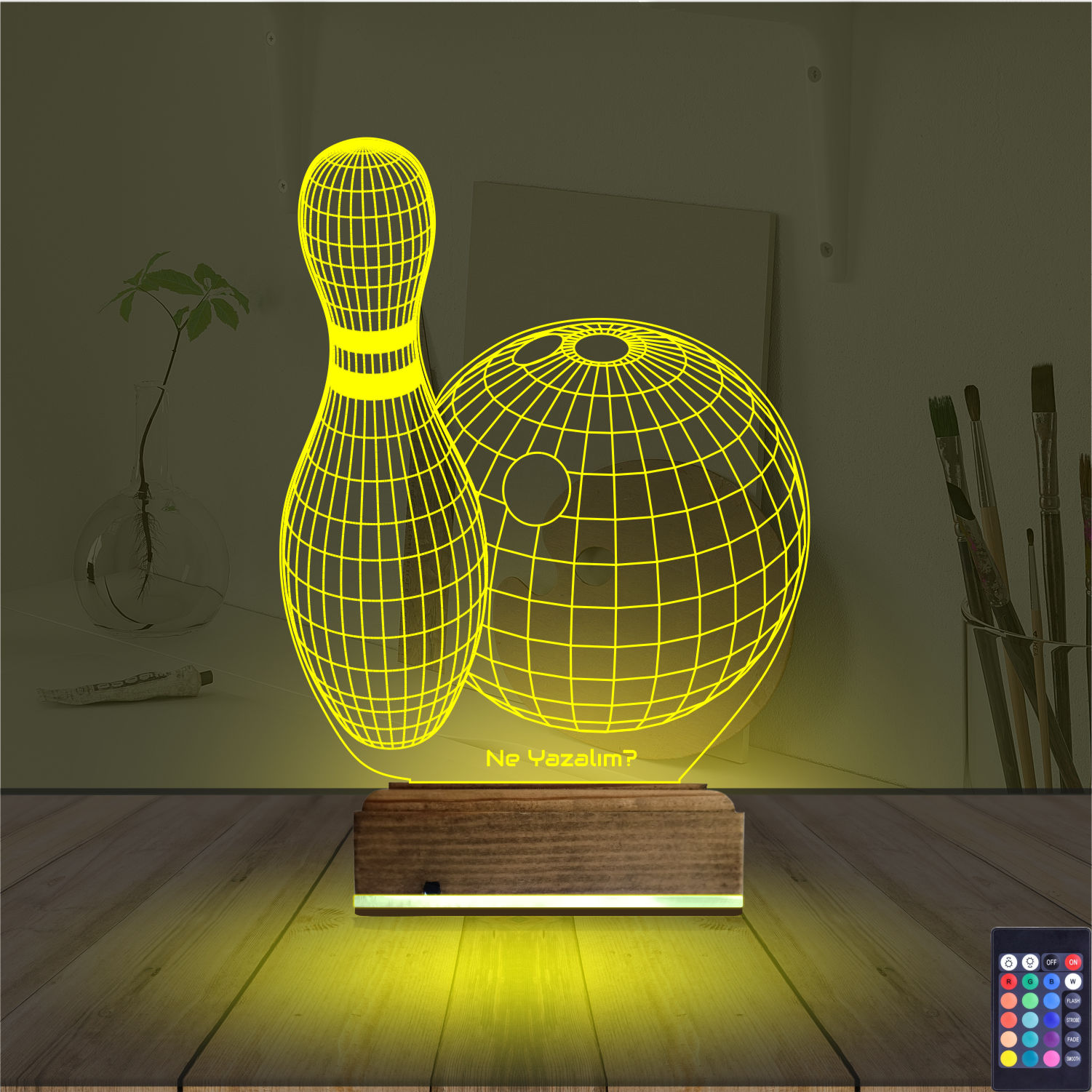 Оригинальный подарок: боулинг шар и кегля 3d светильник 4