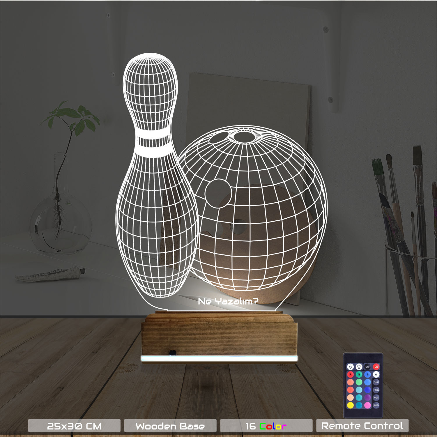 Оригинальный подарок: боулинг шар и кегля 3d светильник 7