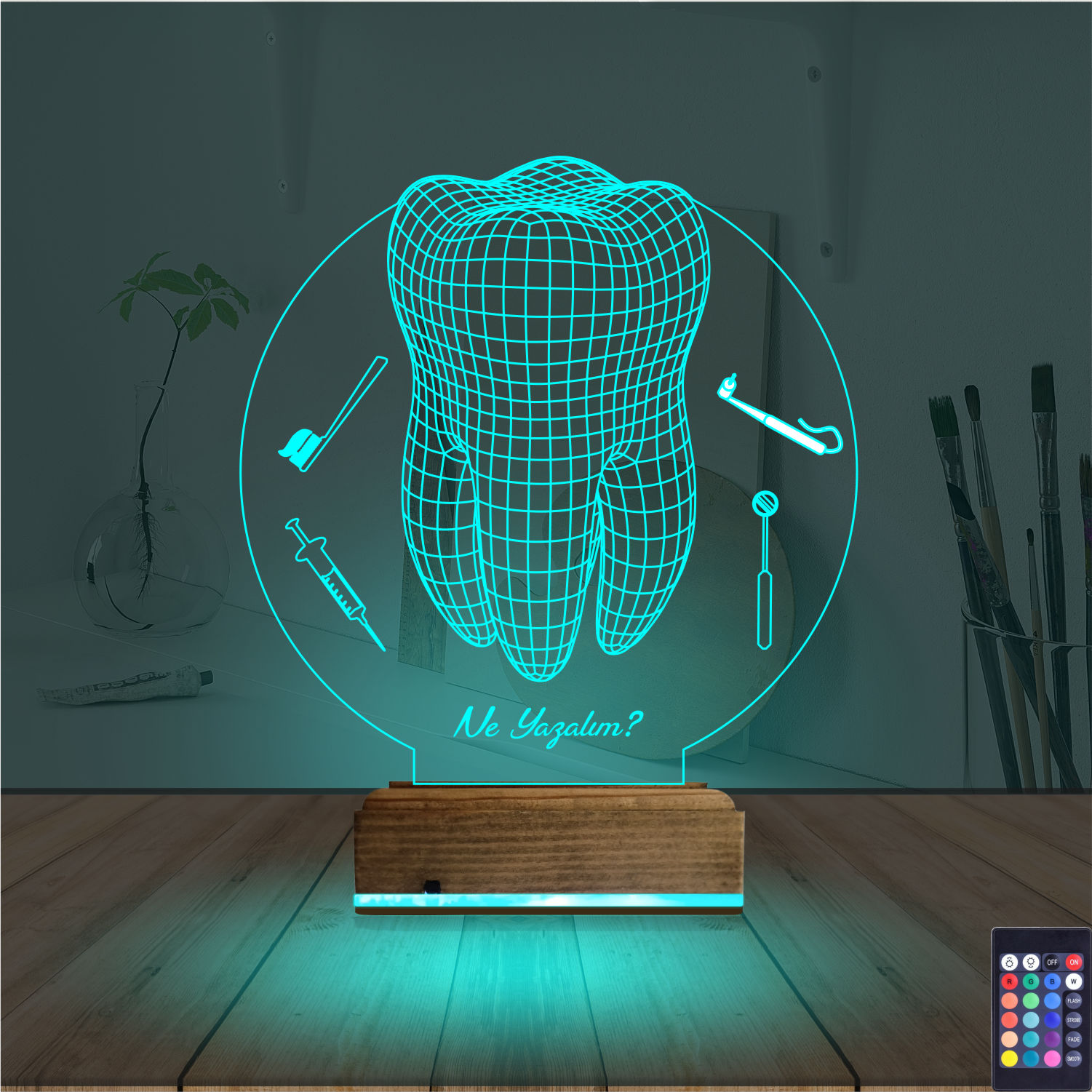 Оригинальный подарок: зуб и инструменты стоматолога 3d светильник 2