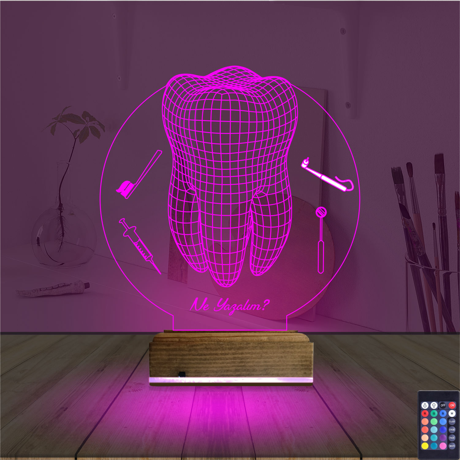 Оригинальный подарок: зуб и инструменты стоматолога 3d светильник 3