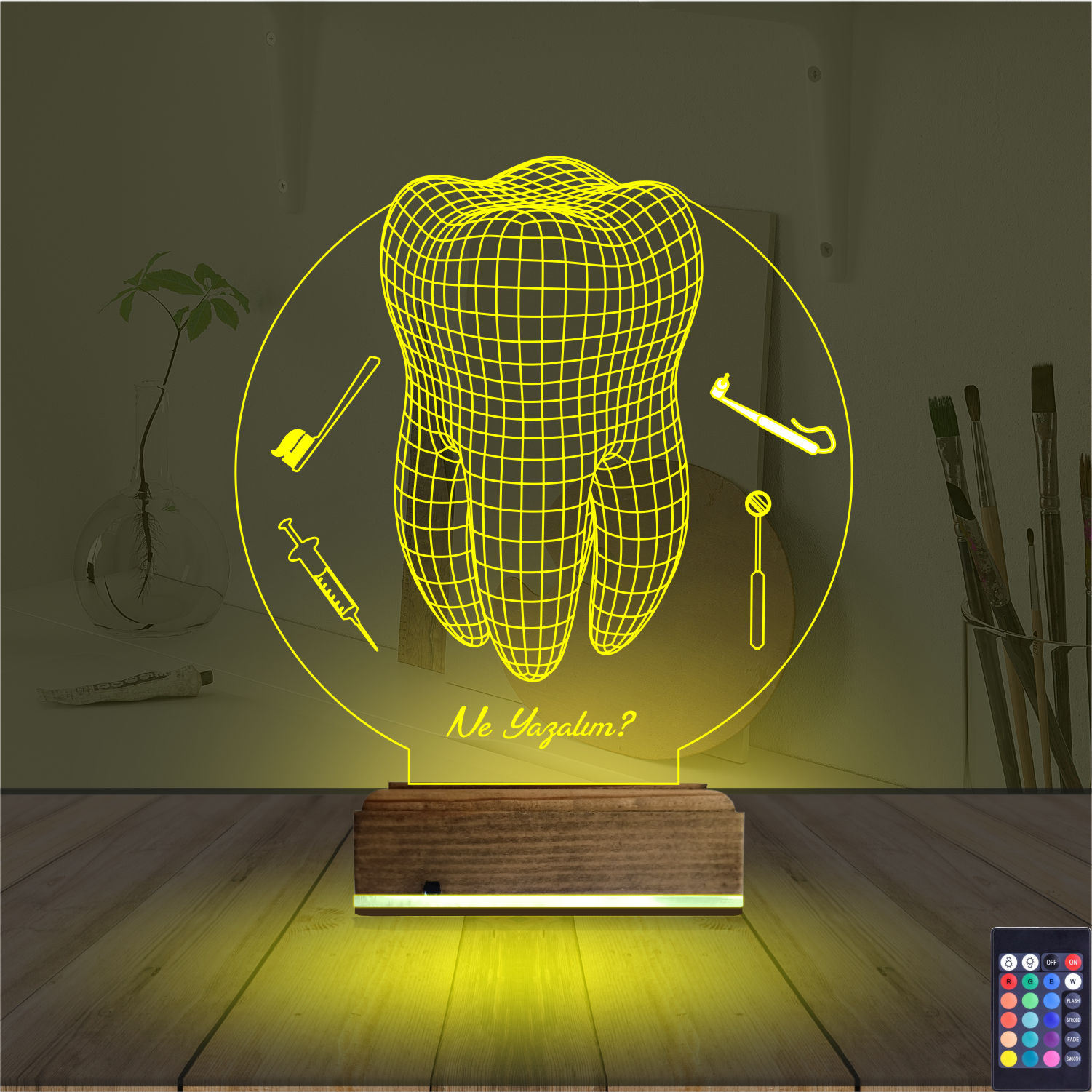 Оригинальный подарок: зуб и инструменты стоматолога 3d светильник 4