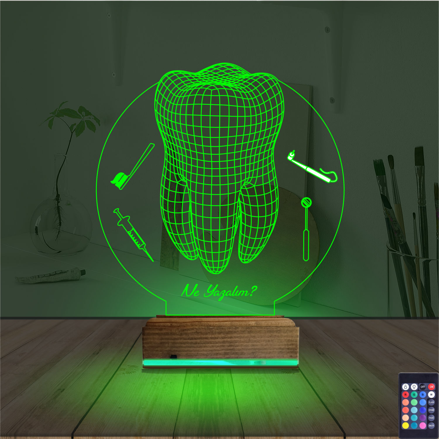 Оригинальный подарок: зуб и инструменты стоматолога 3d светильник 5