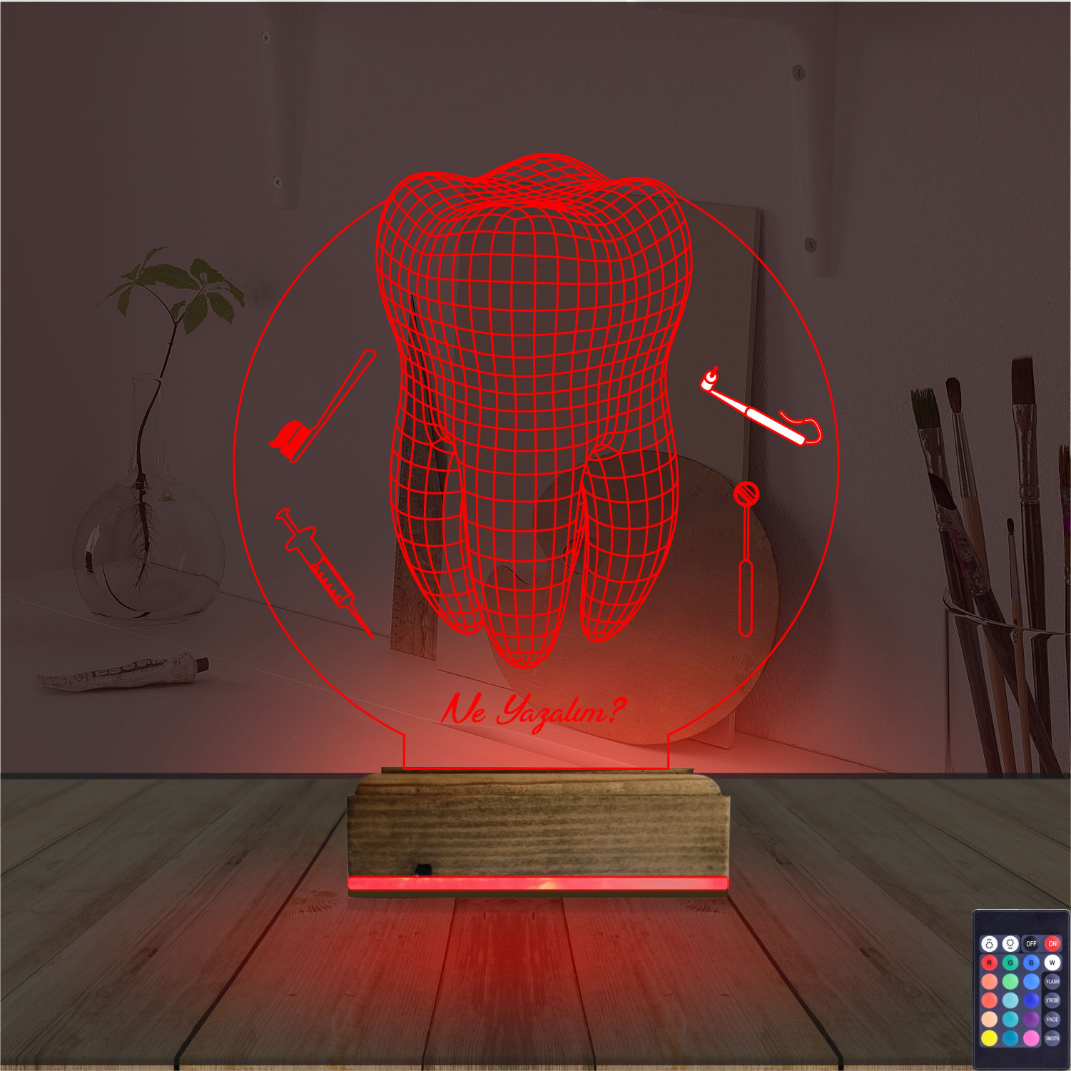 Оригинальный подарок: зуб и инструменты стоматолога 3d светильник 6