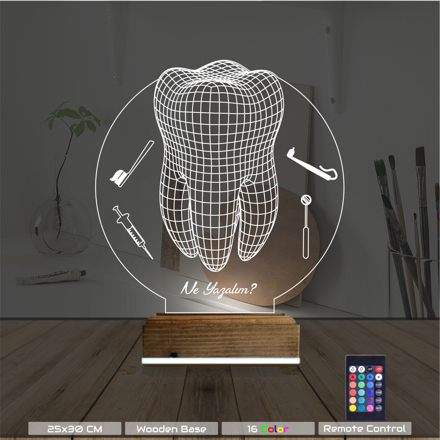 Оригинальный подарок: зуб и инструменты стоматолога 3d светильник 7