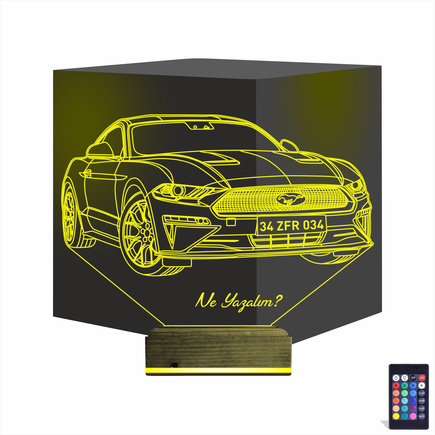 Mustang 3D Ночник с гравировкой имени