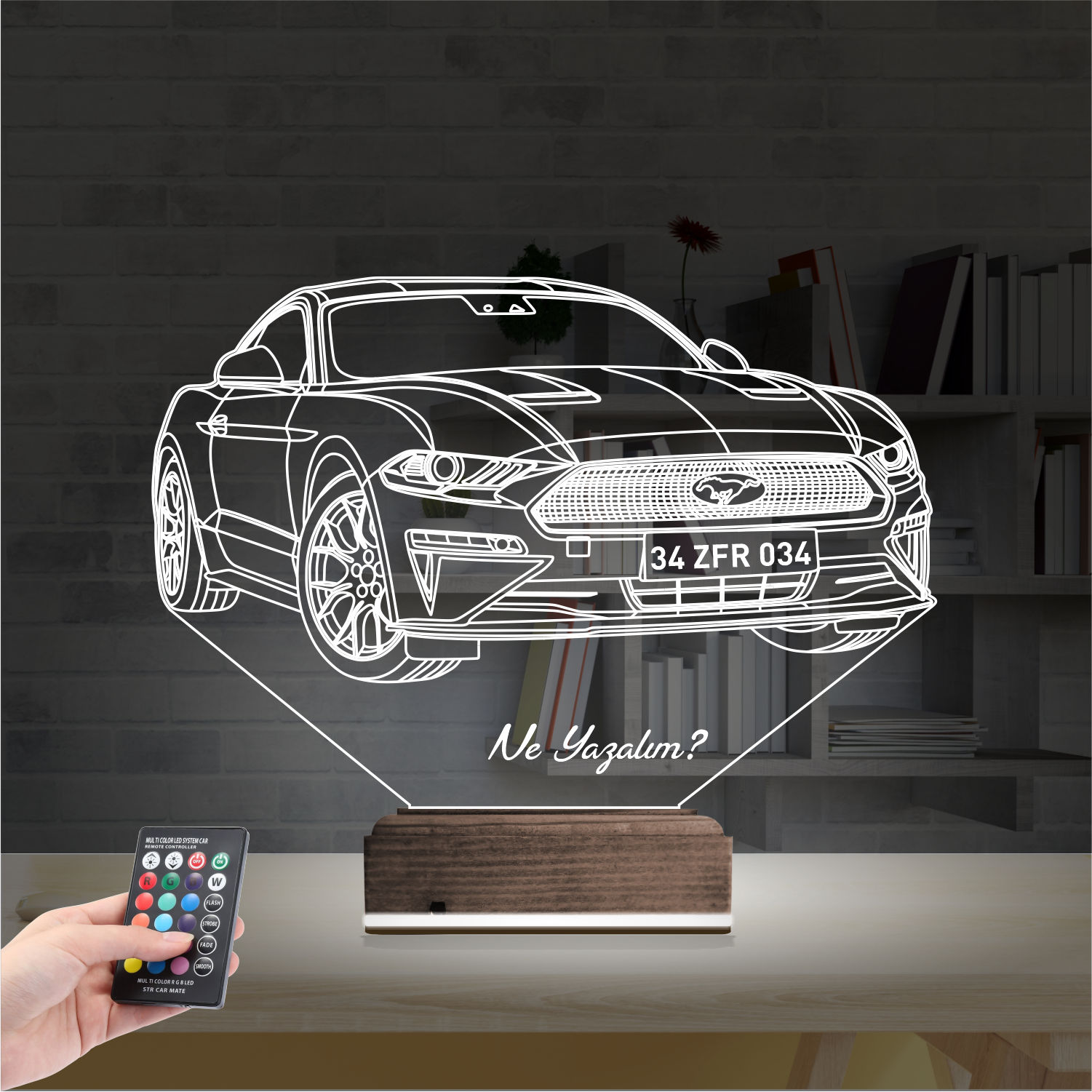 Mustang 3D Ночник с гравировкой имени