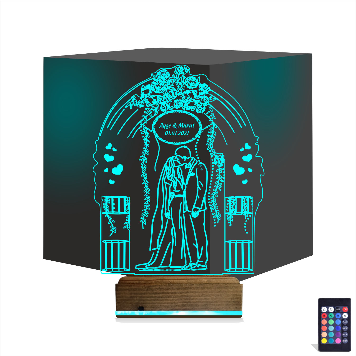 Свадебная арка и пара — 3D LED Ночник | Подарок на годовщину