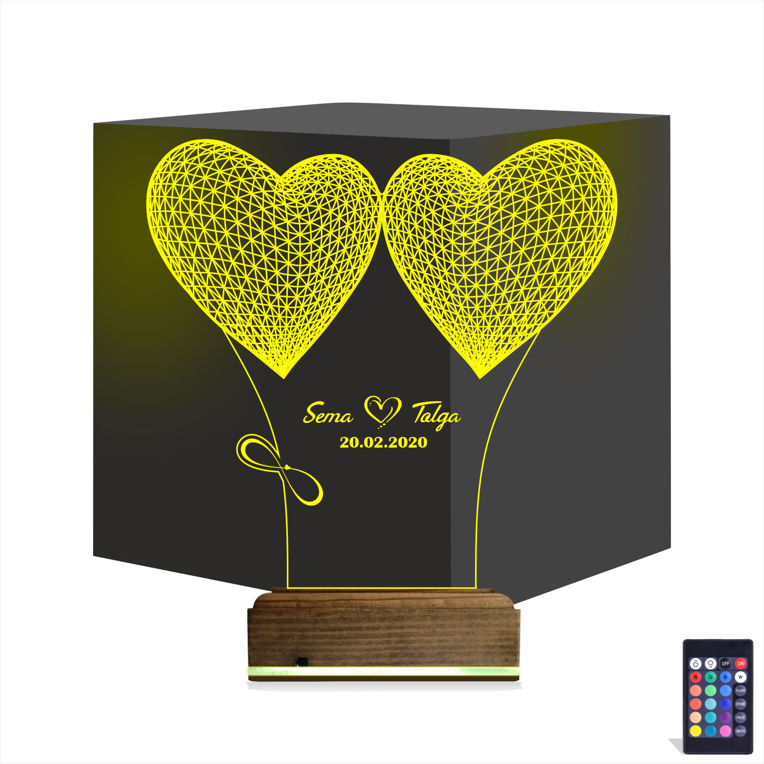 Сердца с именами — 3D LED Ночник | Романтический подарок