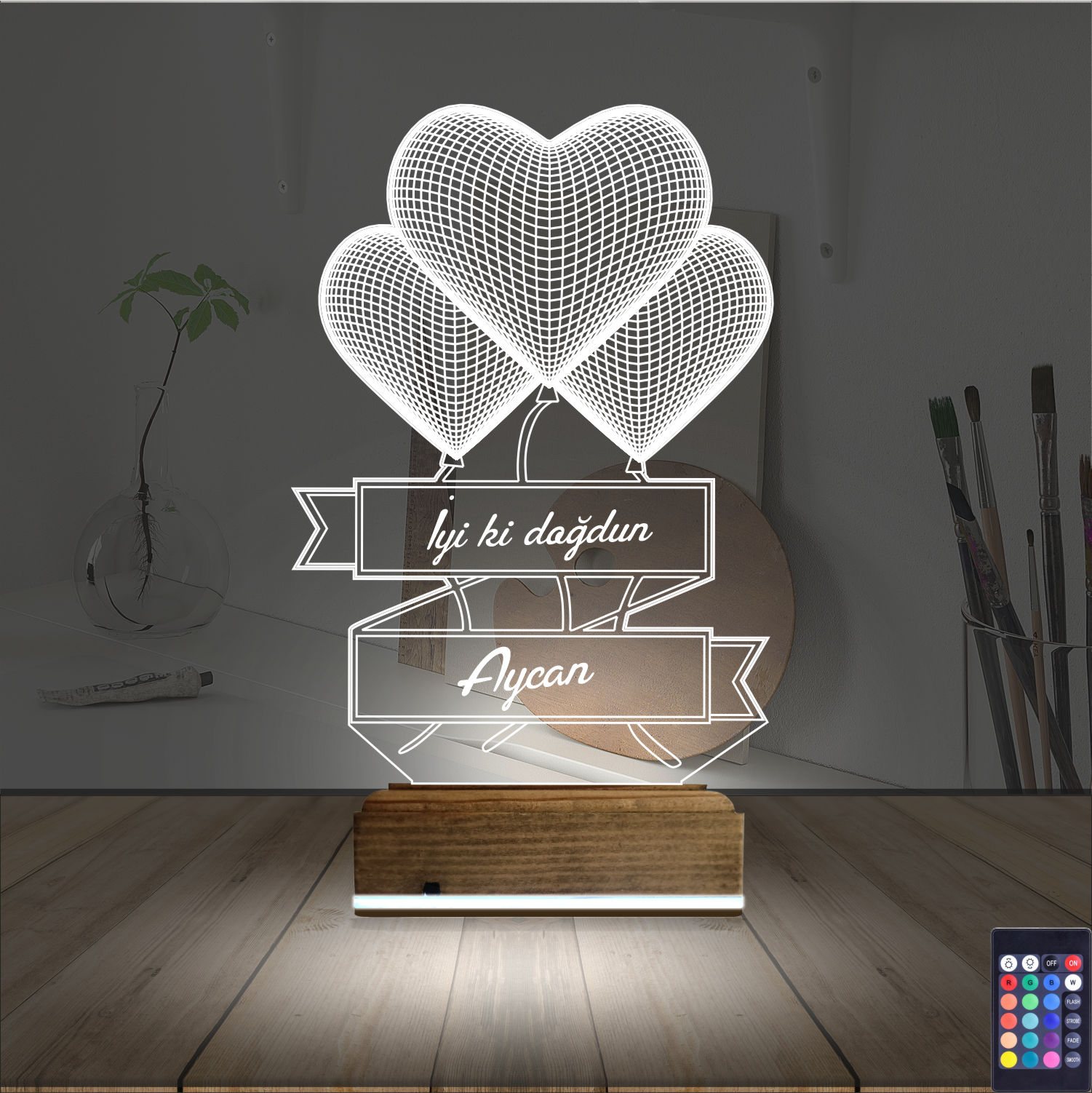 Сердца-шарики — 3D LED Ночник | Подарок на день рождения