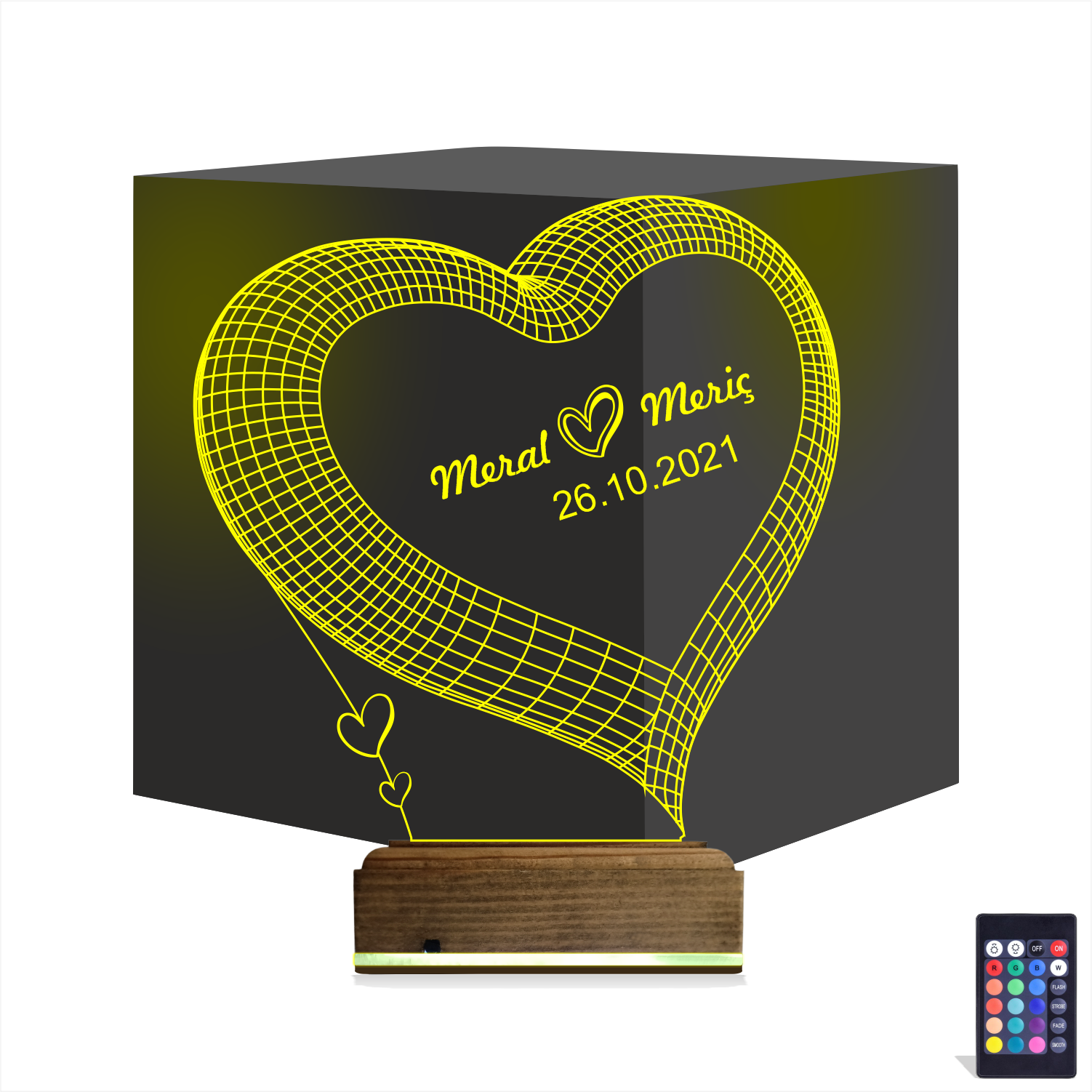 Сердце с именами — 3D LED Ночник | Подарок на годовщину