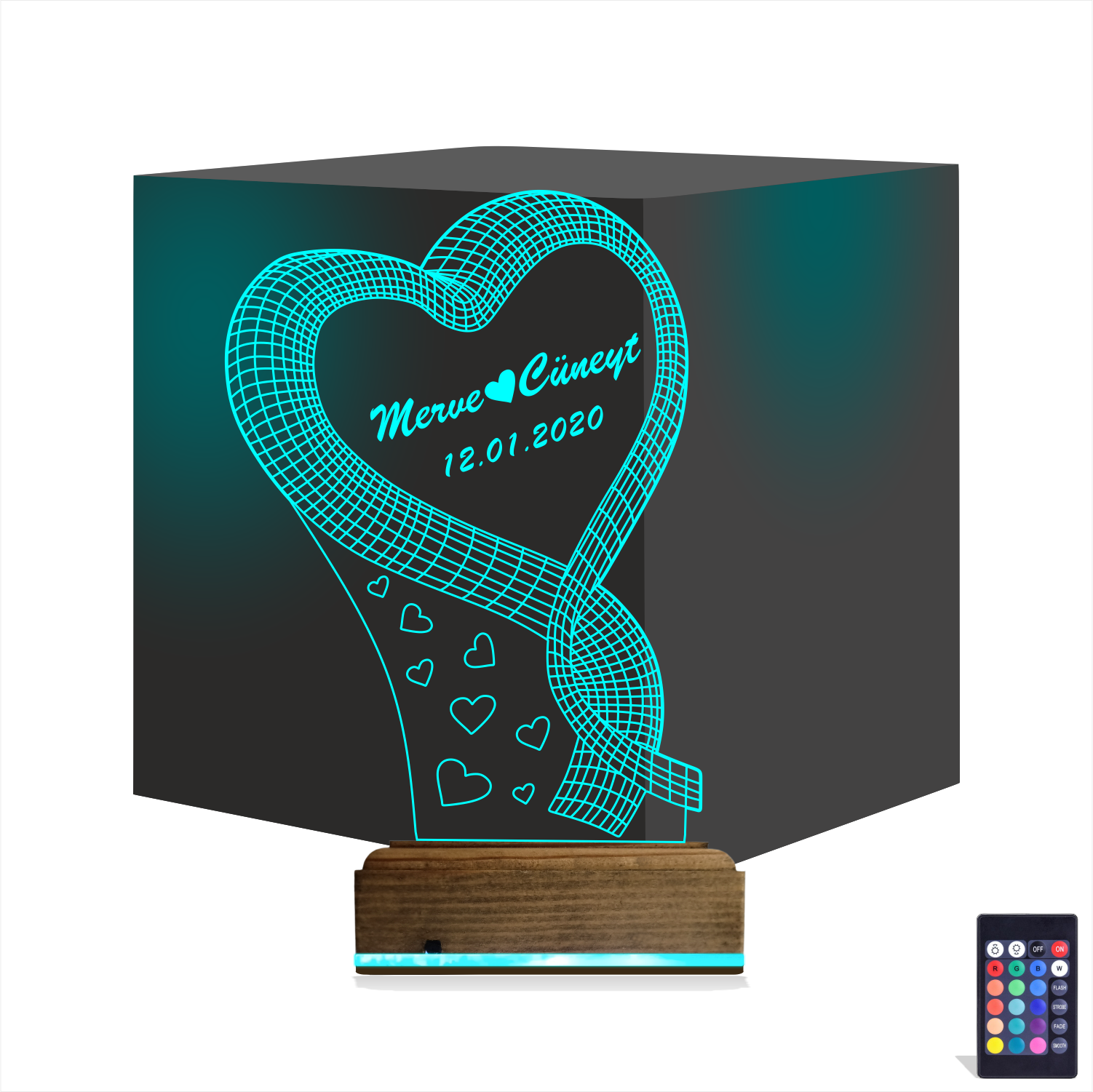 Сердце с именами — 3D LED Ночник | Романтический подарок