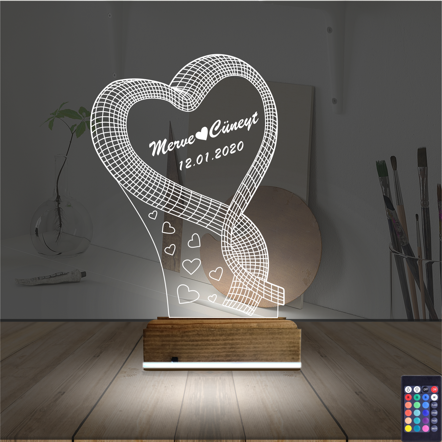 Сердце с именами — 3D LED Ночник | Романтический подарок