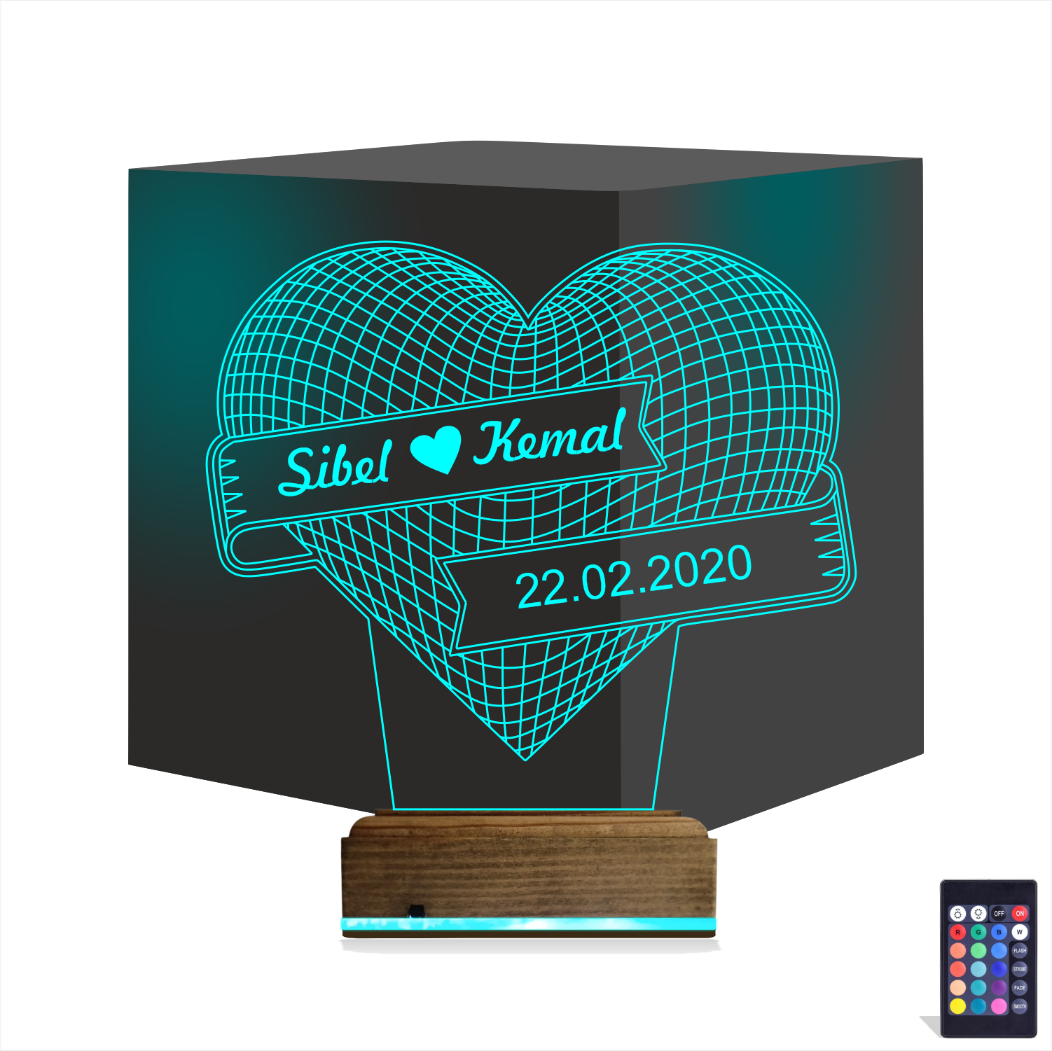 Сердце с именами — 3D LED Ночник | Подарок на годовщину