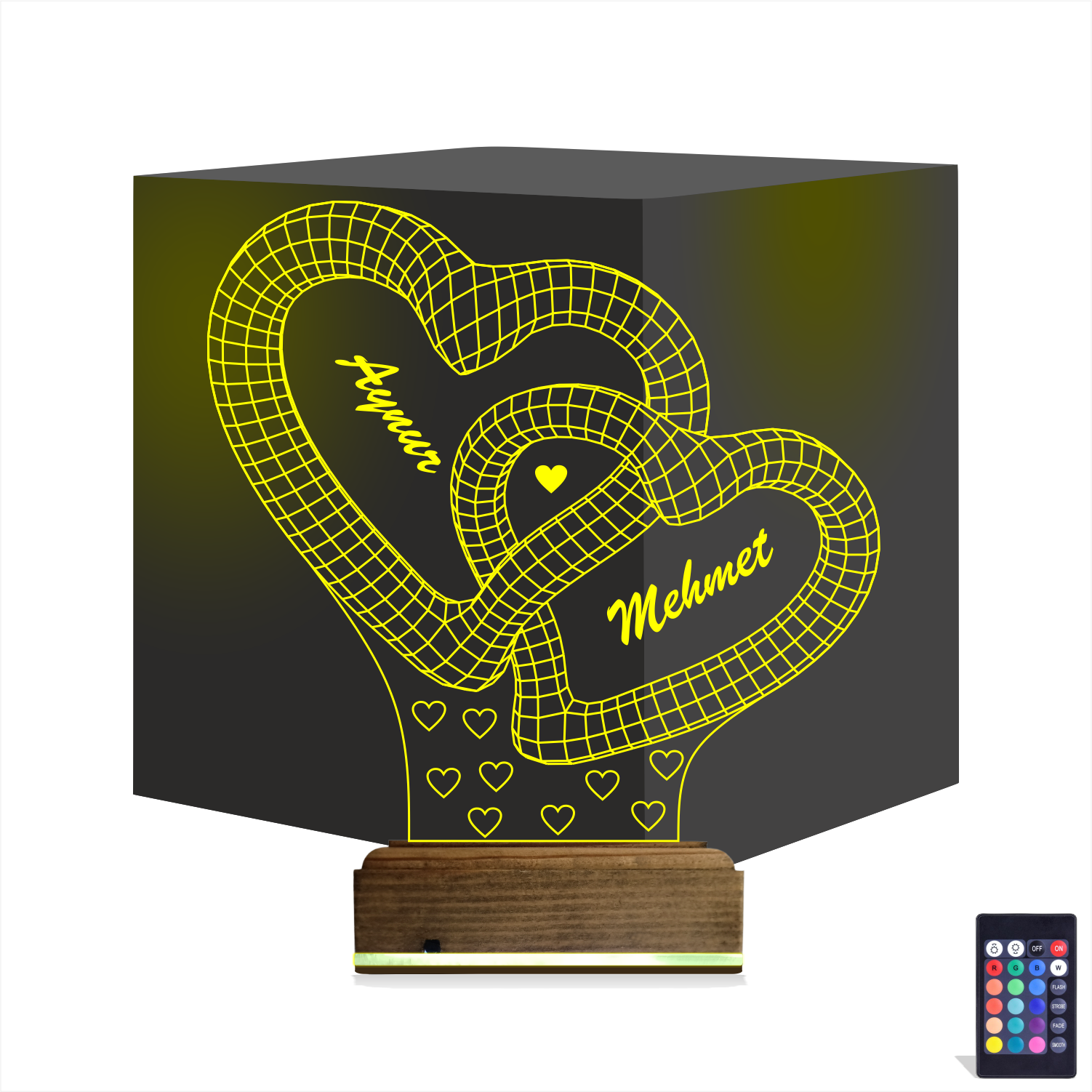 Сердца с именами — 3D LED Ночник | Романтический подарок